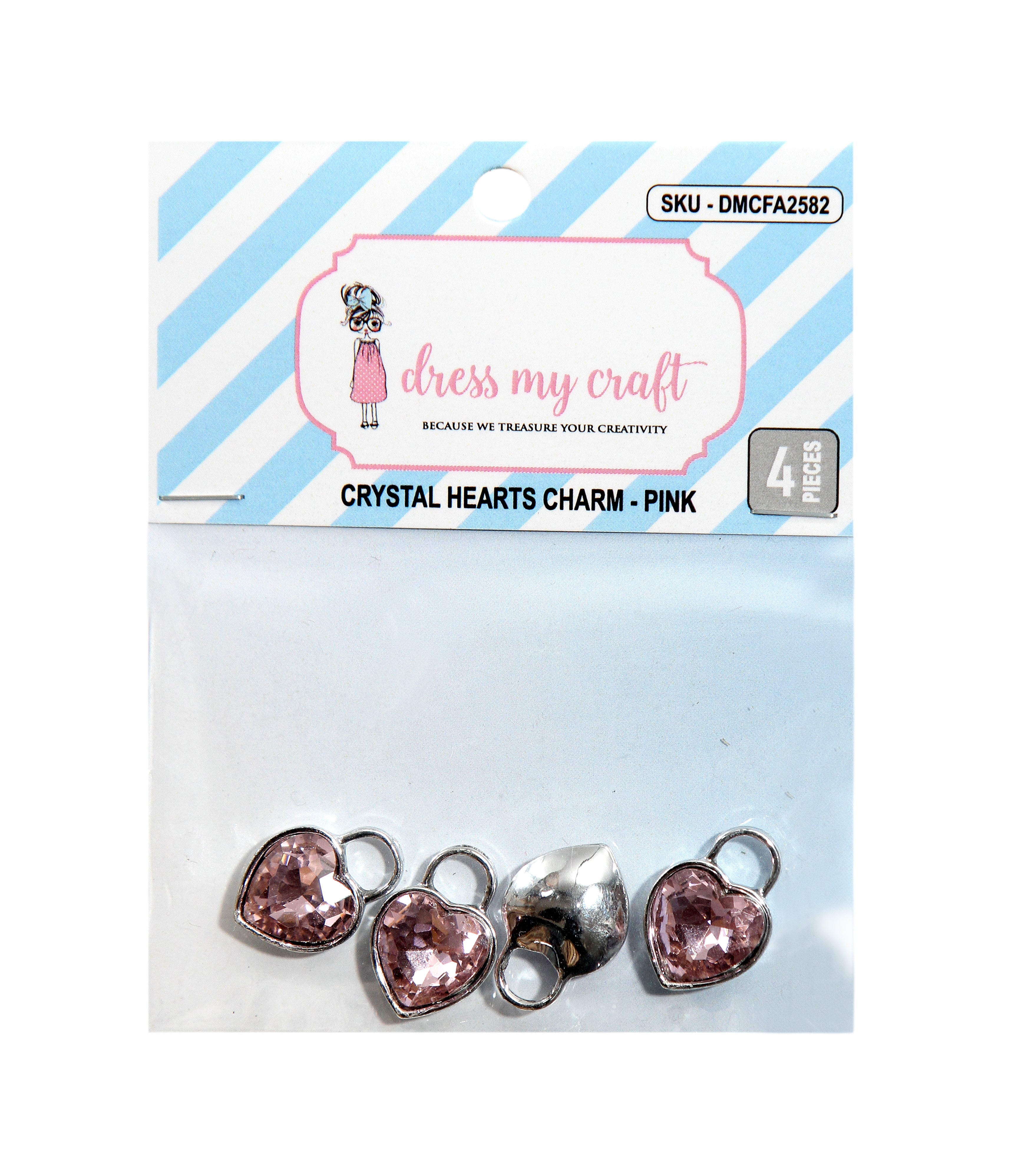 Crystal Heart Charm - Pink