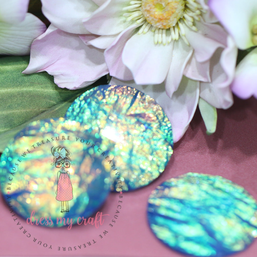 Shiny Round Cabochons - Blue Green Tone