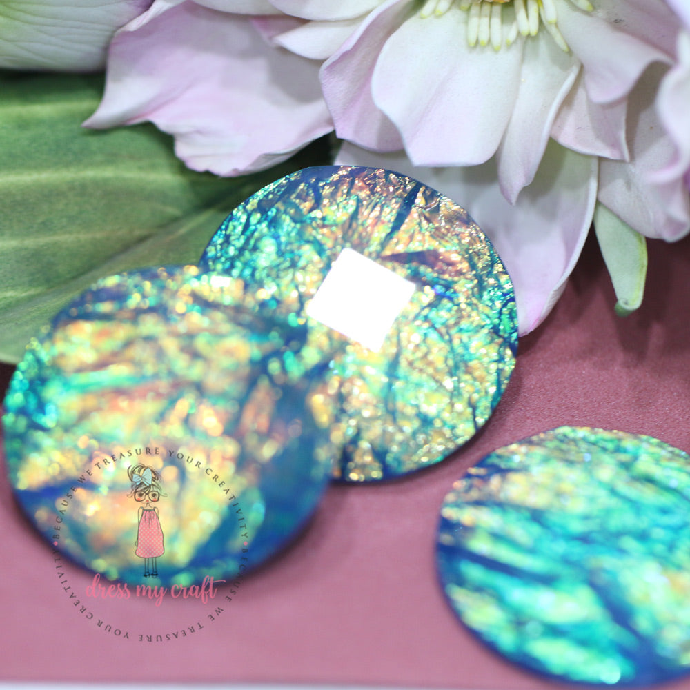 Shiny Round Cabochons - Blue Green Tone