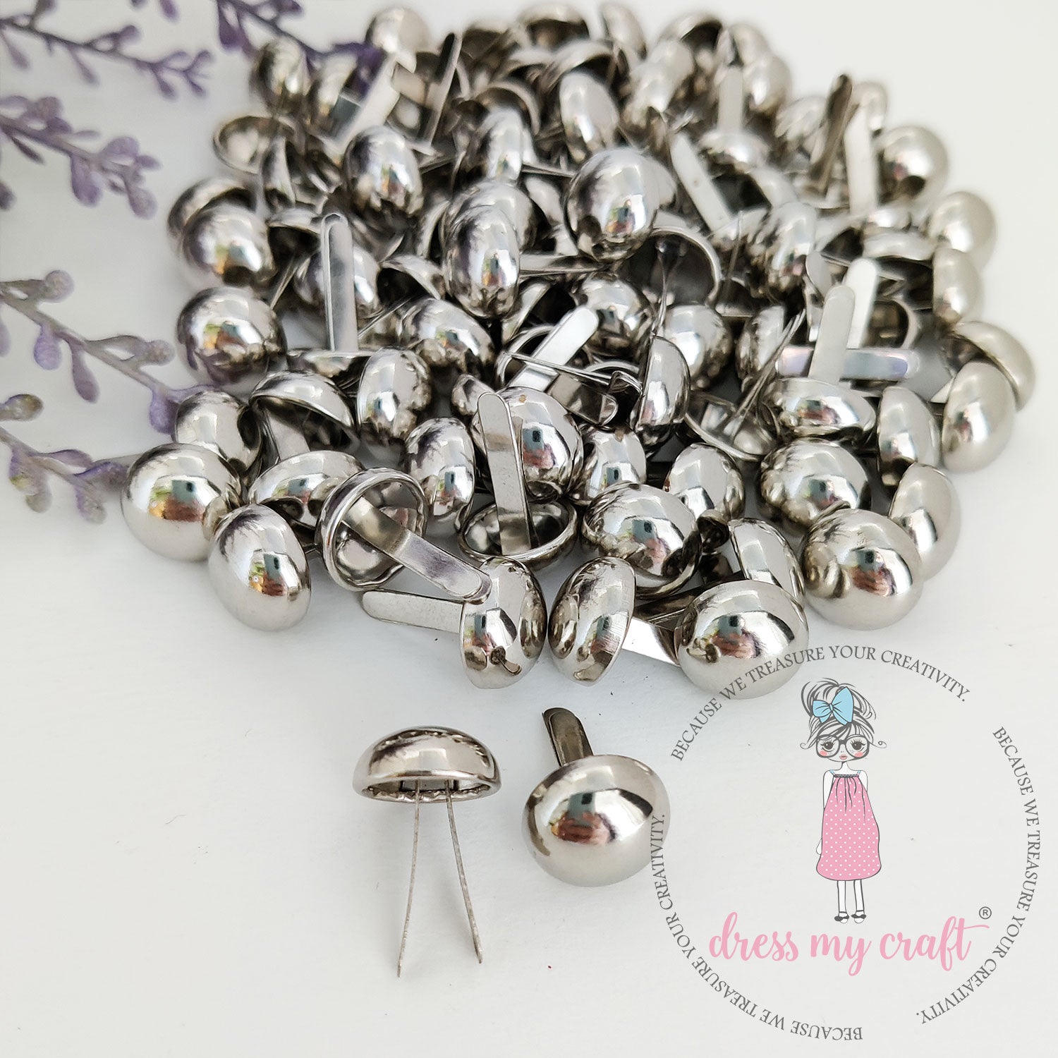 Round Brads - Chrome Finish - 12MM
