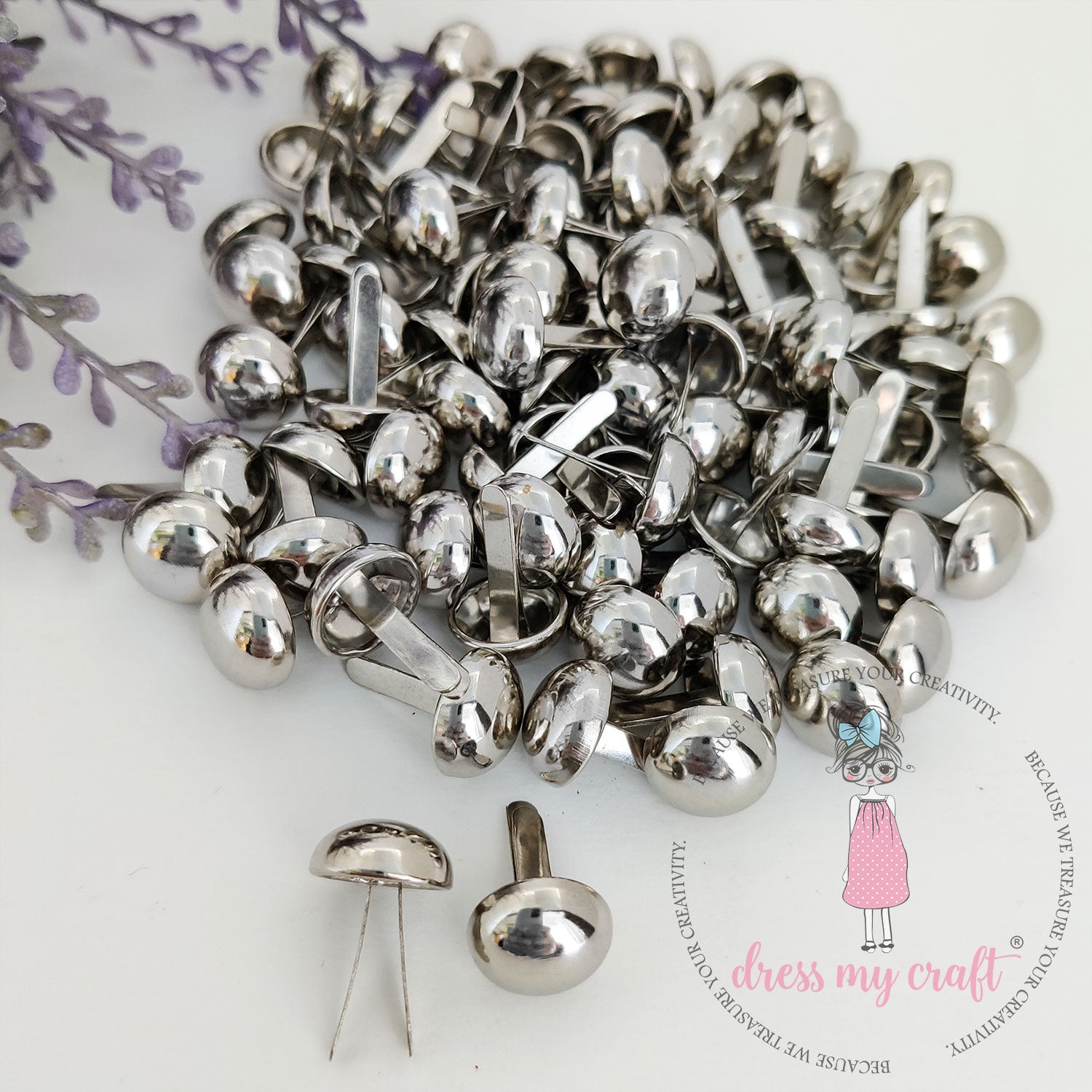 Round Brads - Chrome Finish - 12MM