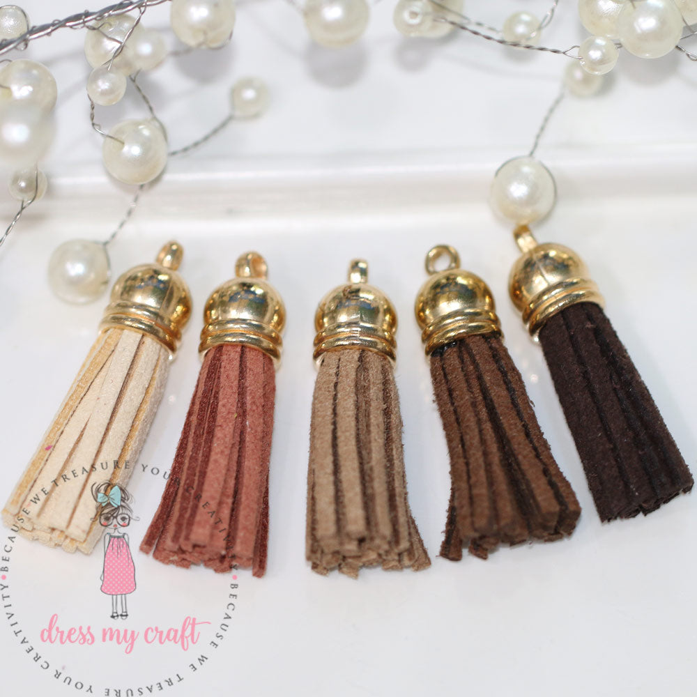 Small Faux Leather Tassel - Earthy Tones