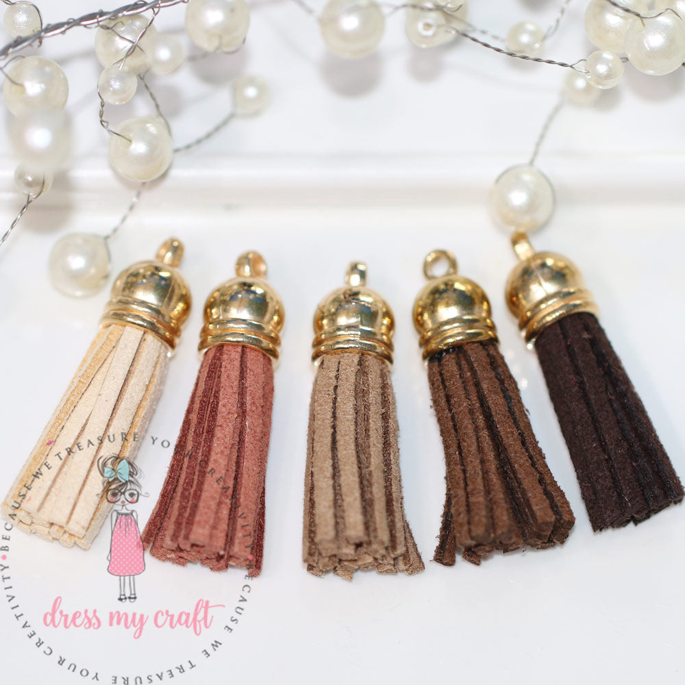 Small Faux Leather Tassel - Earthy Tones