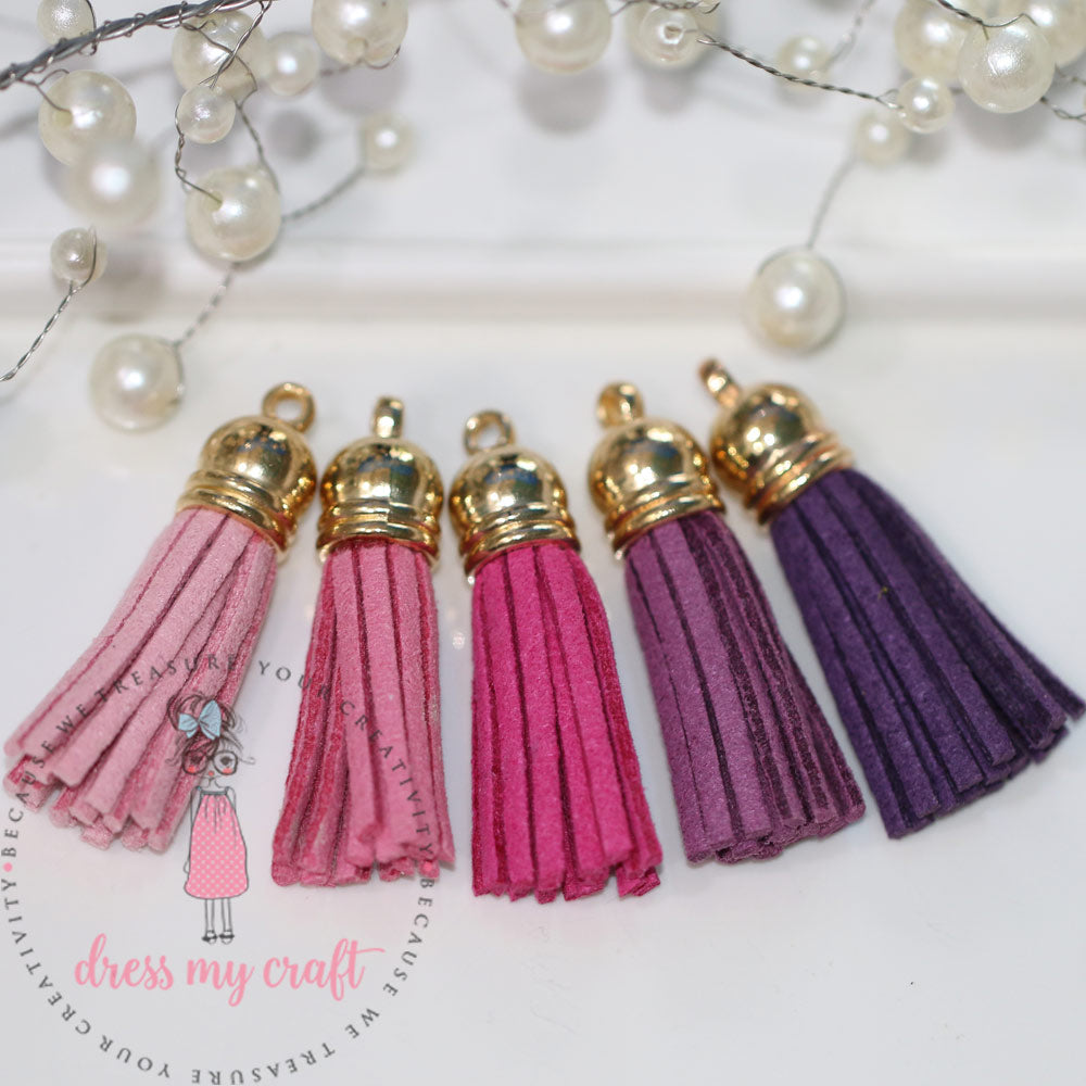 Small Faux Leather Tassel - Pink Family
