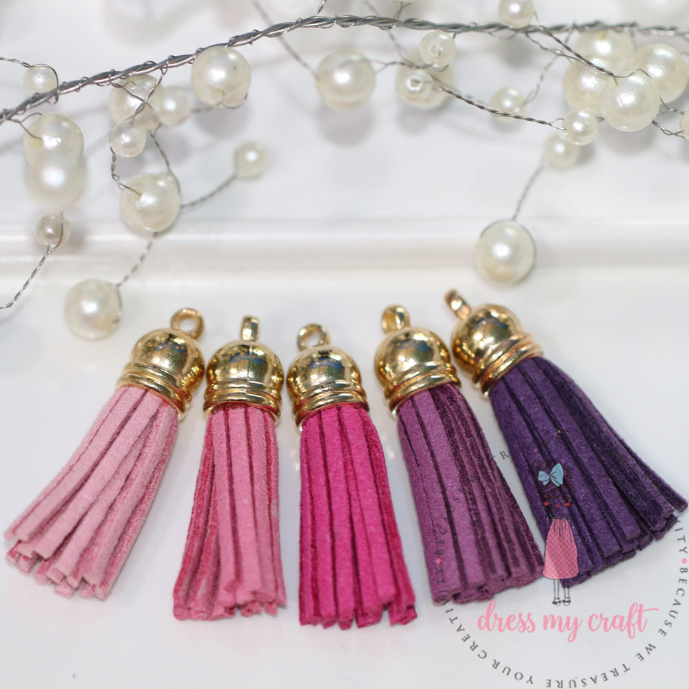Small Faux Leather Tassel - Pink Family
