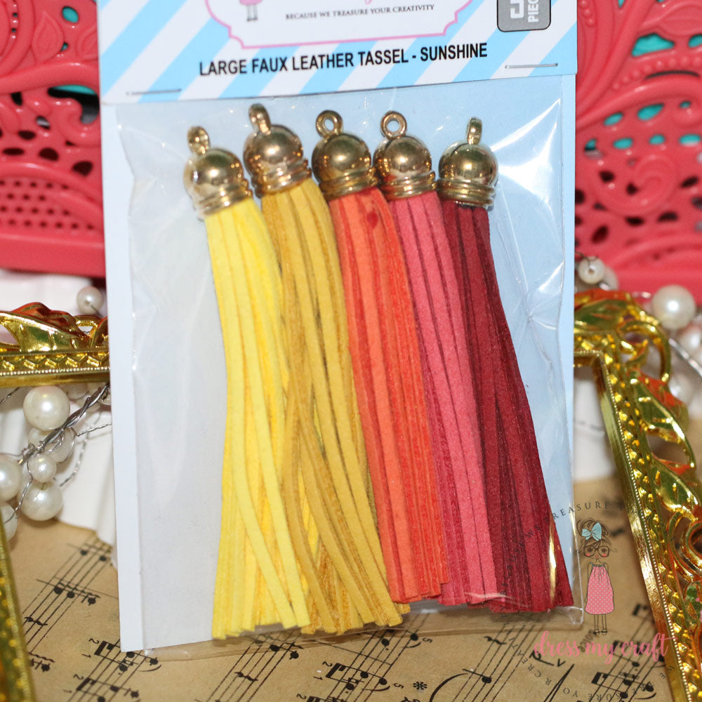 Large Faux Leather Tassel - Sunshine
