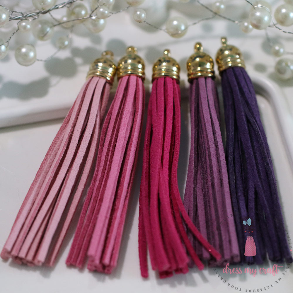 Large Faux Leather Tassel - Pink Family