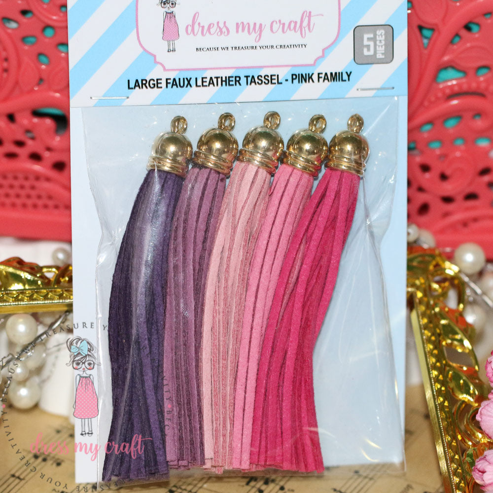 Large Faux Leather Tassel - Pink Family