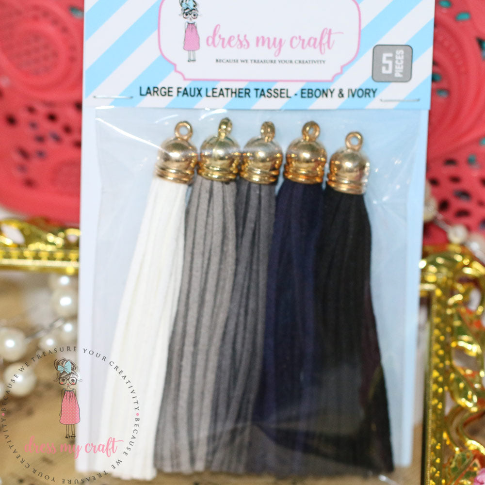 Large Faux Leather Tassel - Ebony & Ivory