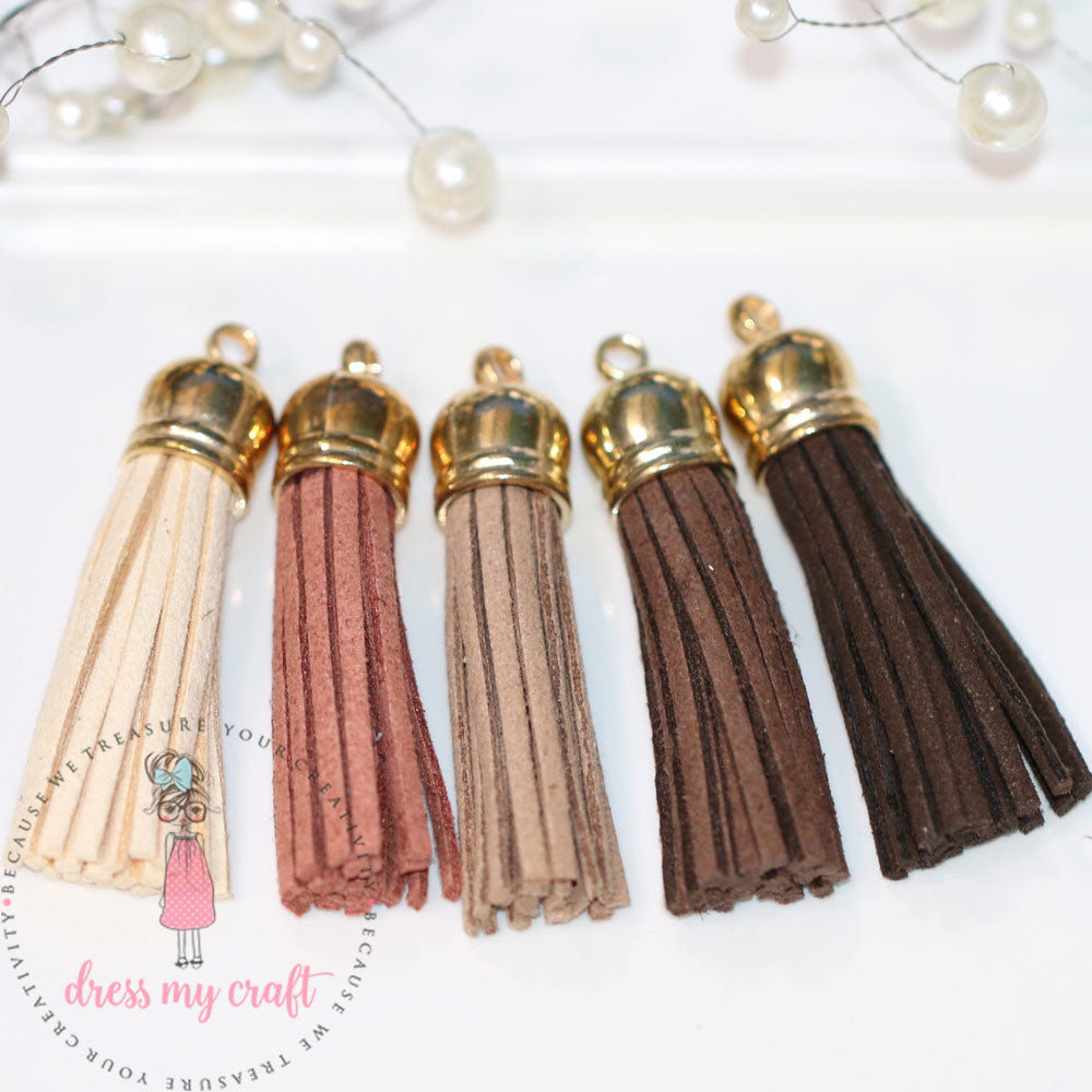 Medium Faux Leather Tassel - Earthy Tones