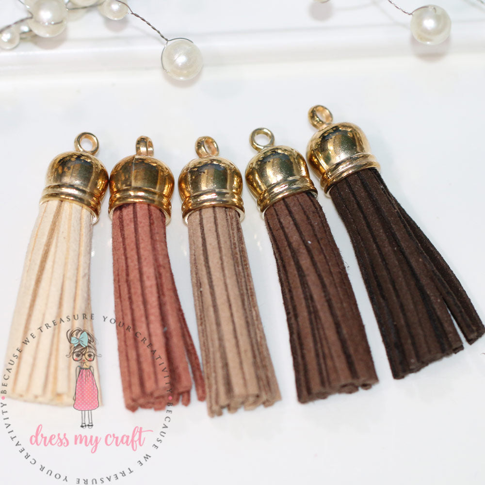 Medium Faux Leather Tassel - Earthy Tones