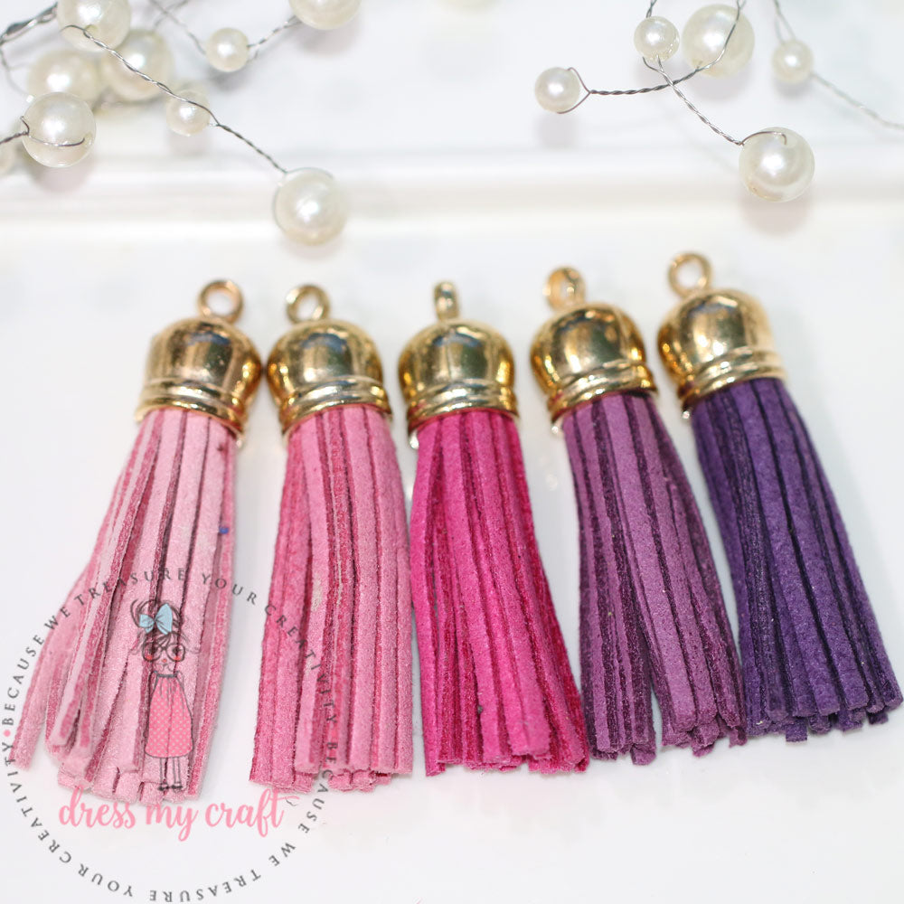 Medium Faux Leather Tassel - Pink Family