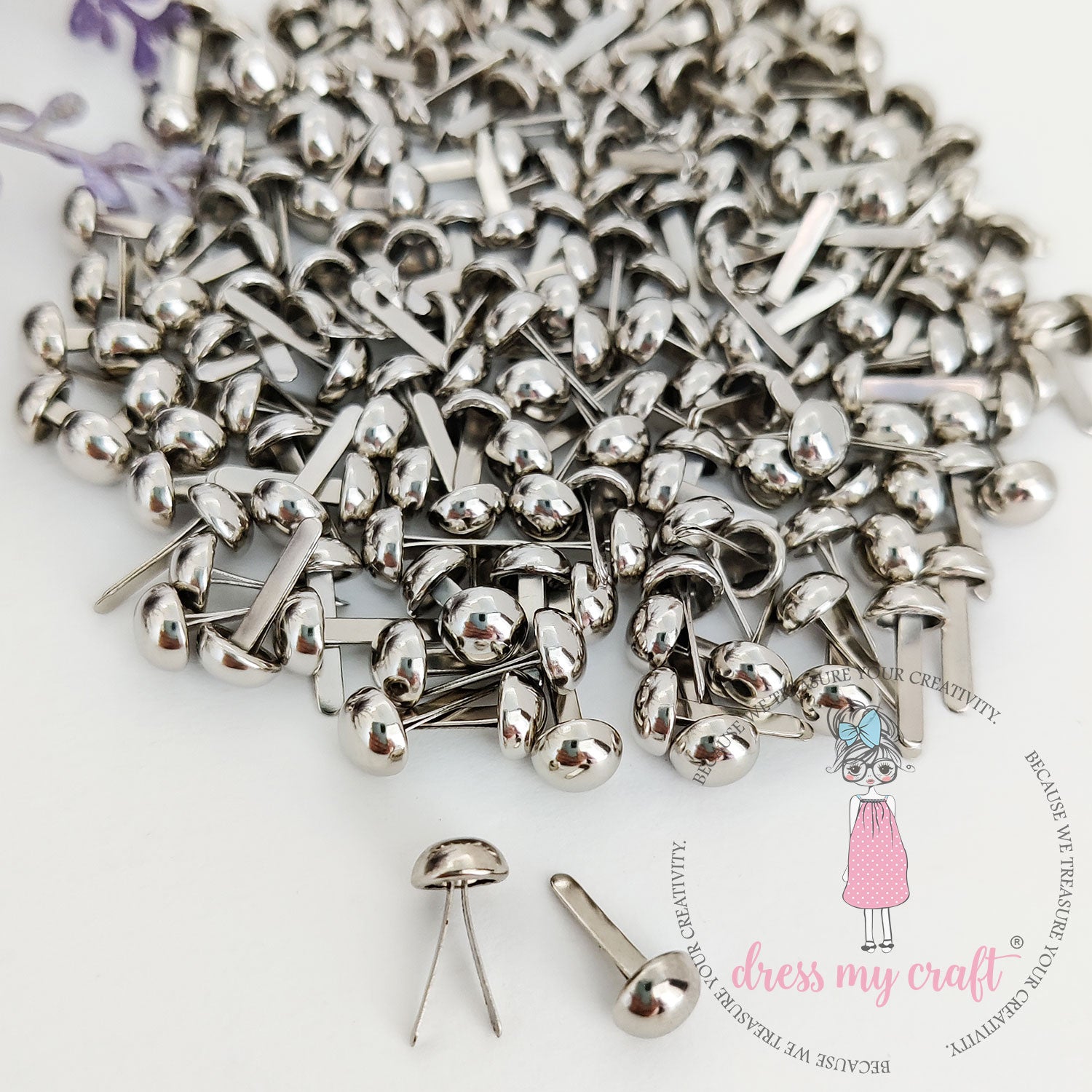 Mini Round Brads - Chrome Finish - 6MM