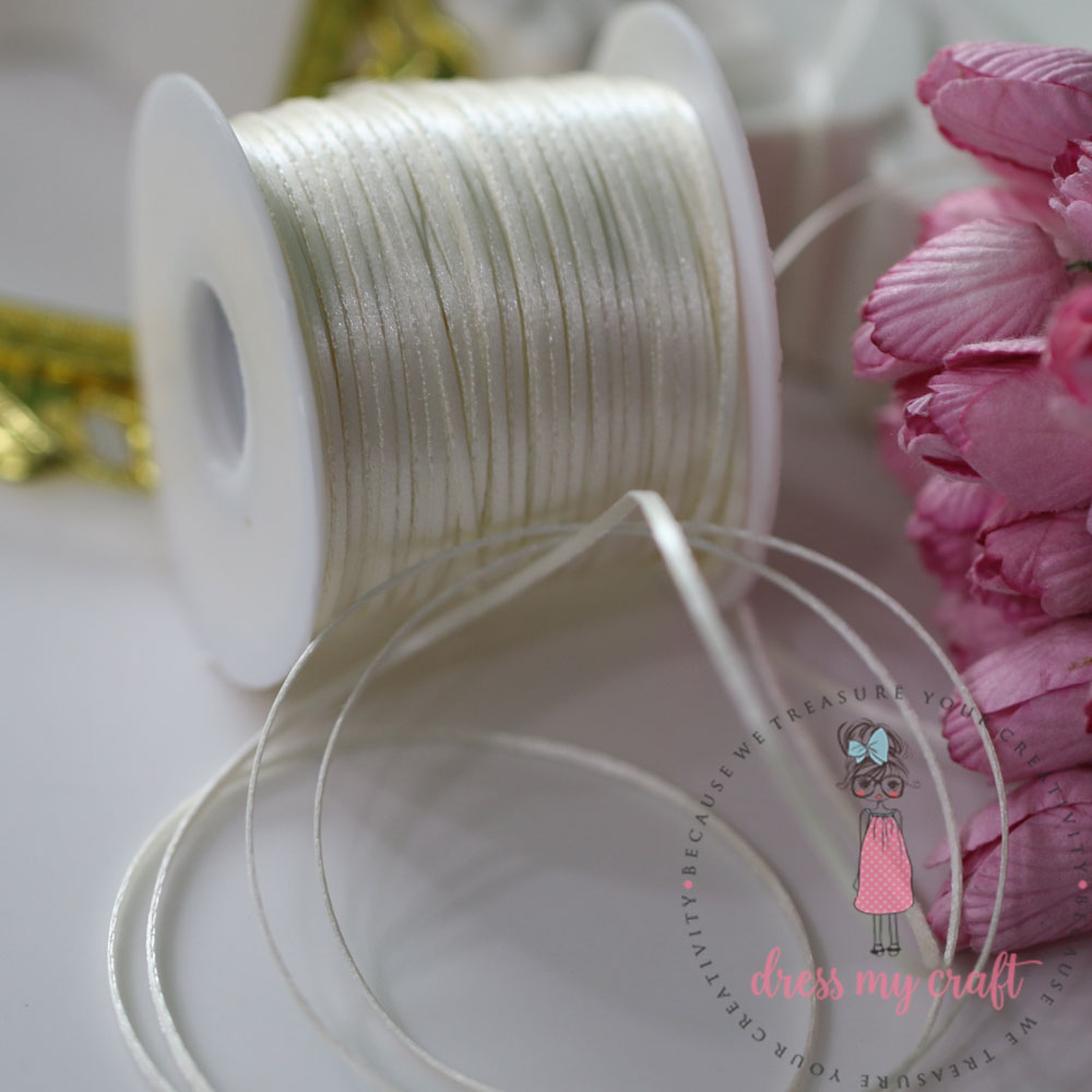 Satin Ribbon Twine - White