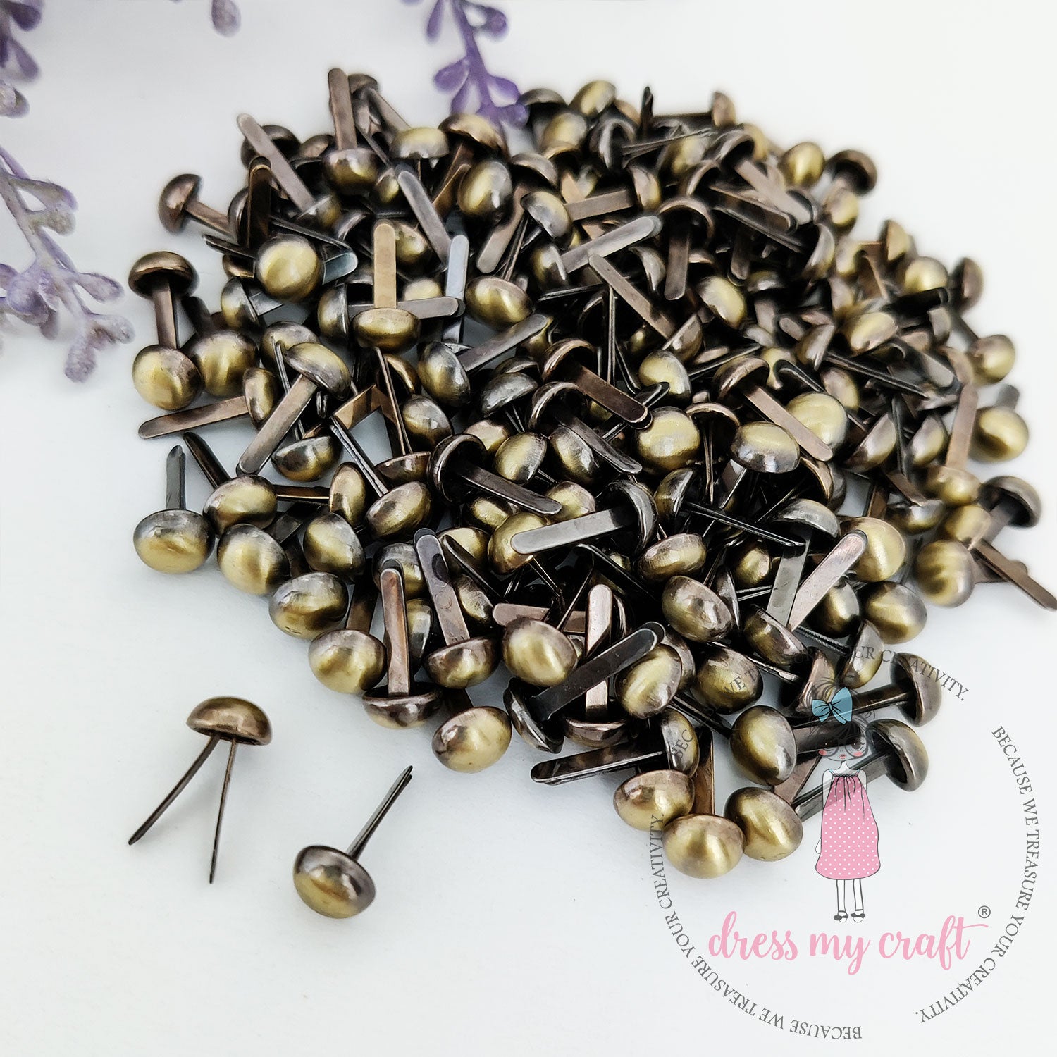 Mini Antique Bronze Brads - 6 MM