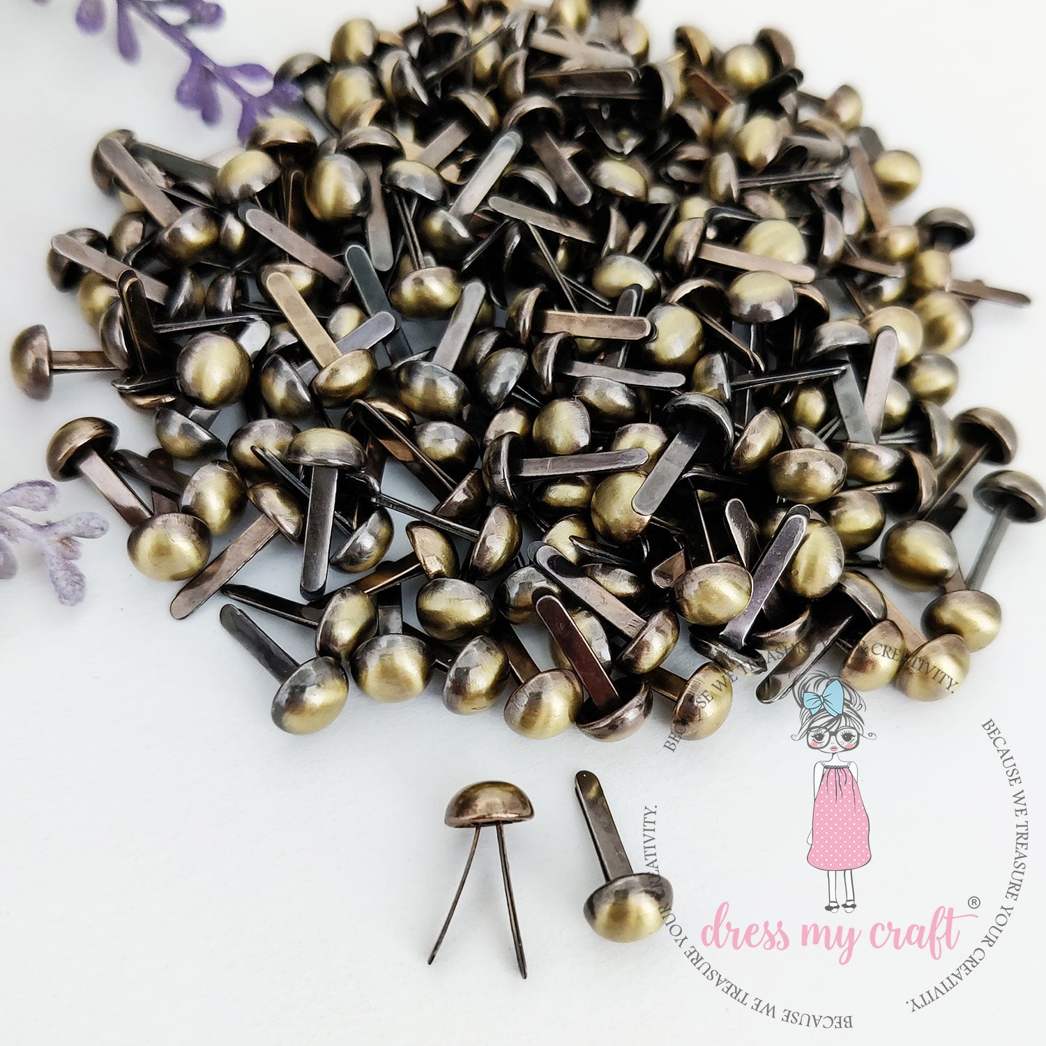 Mini Antique Bronze Brads - 6 MM