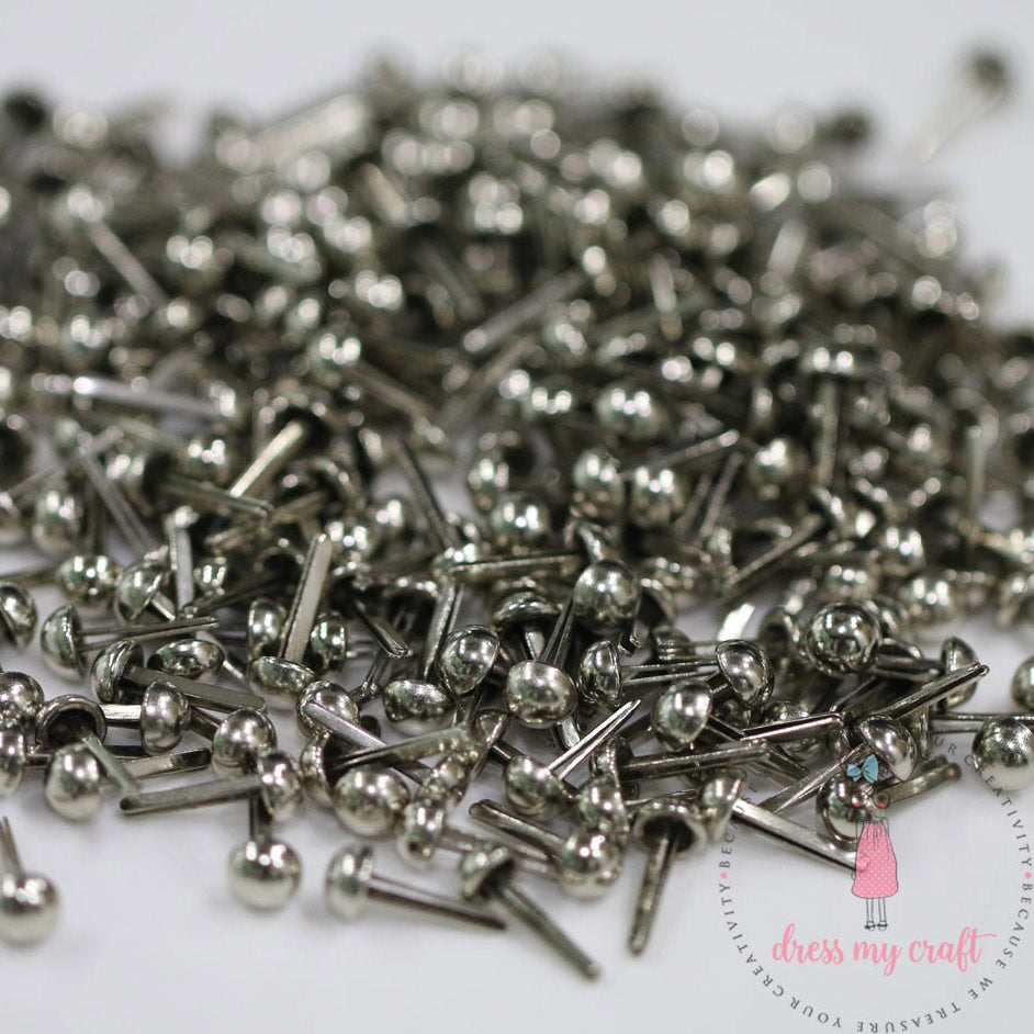 Mini Round Brads - Chrome Finish - 8MM