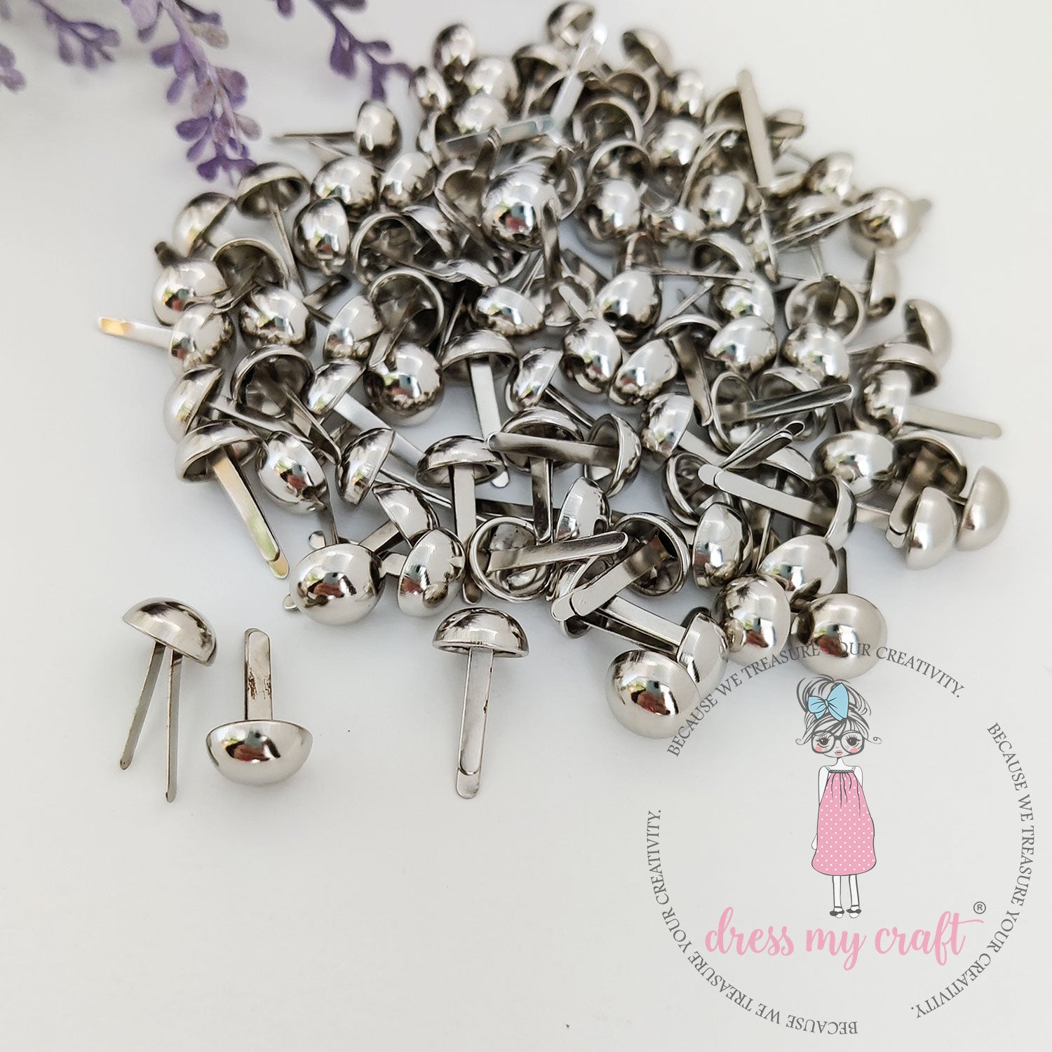 Round Brads - Chrome Finish - 10MM