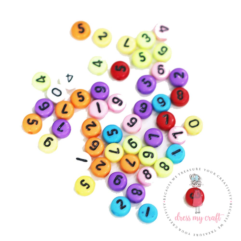 Colorful Round Number Beads - Assorted Color