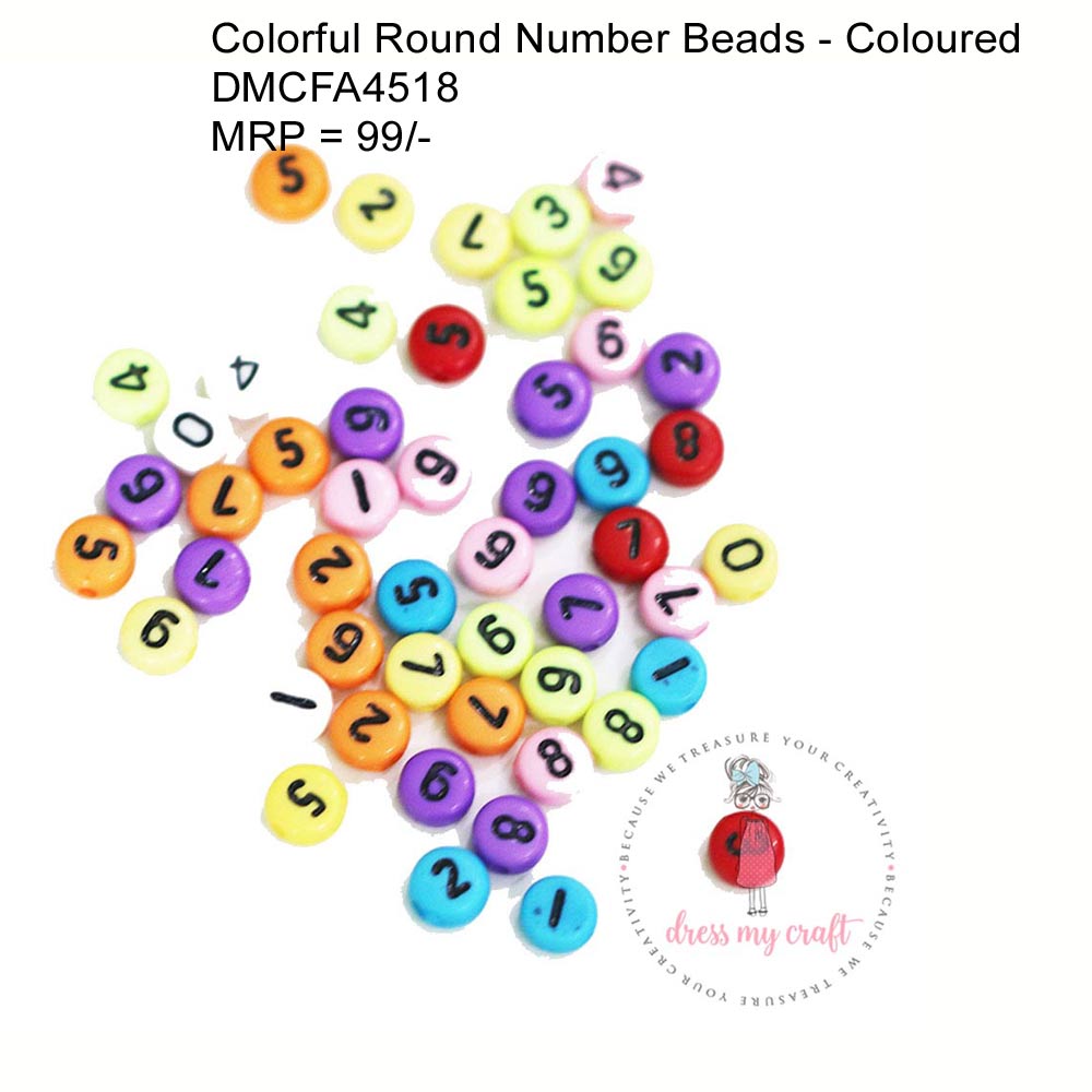 Colorful Round Number Beads - Assorted Color