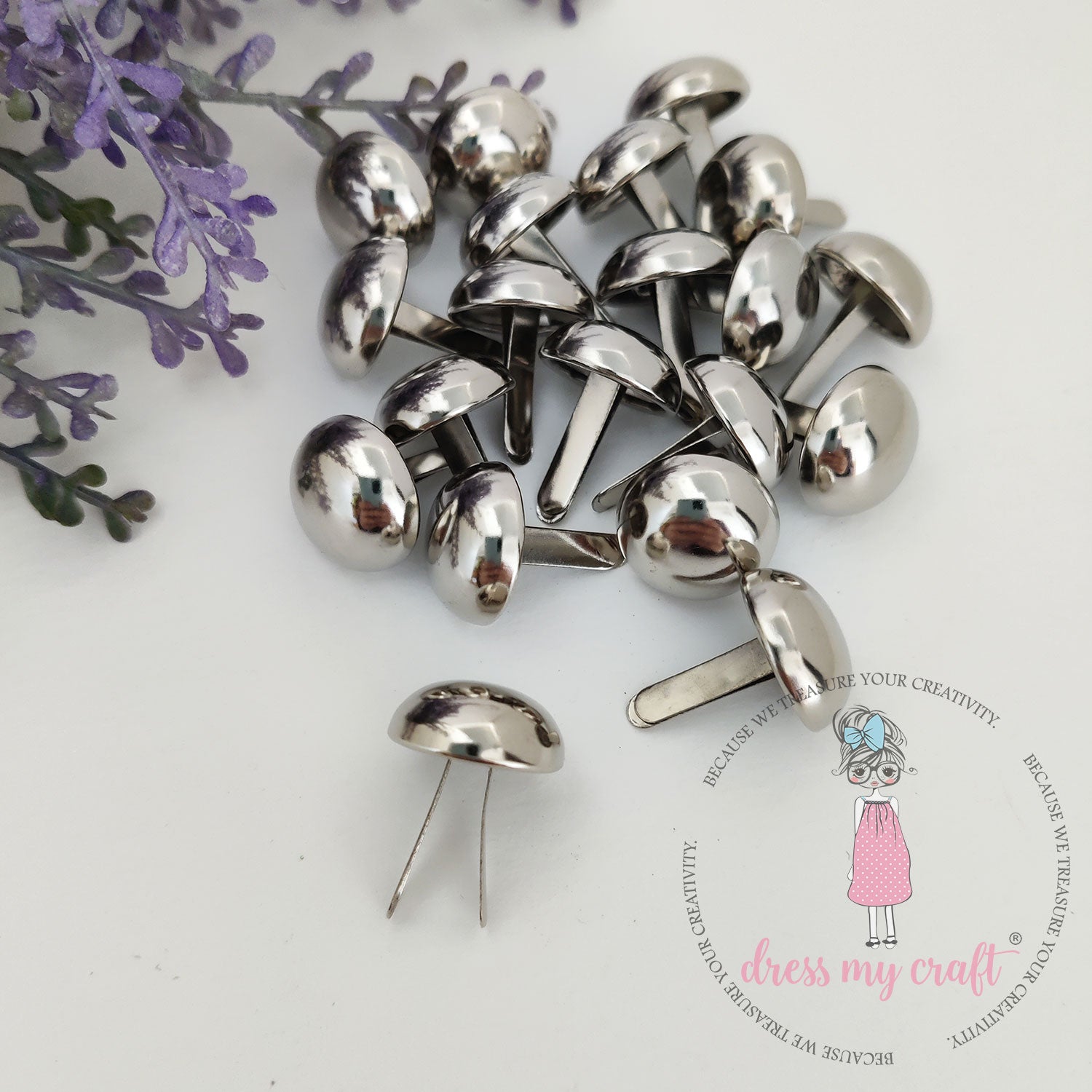 Round Brads - Chrome Finish - 15MM
