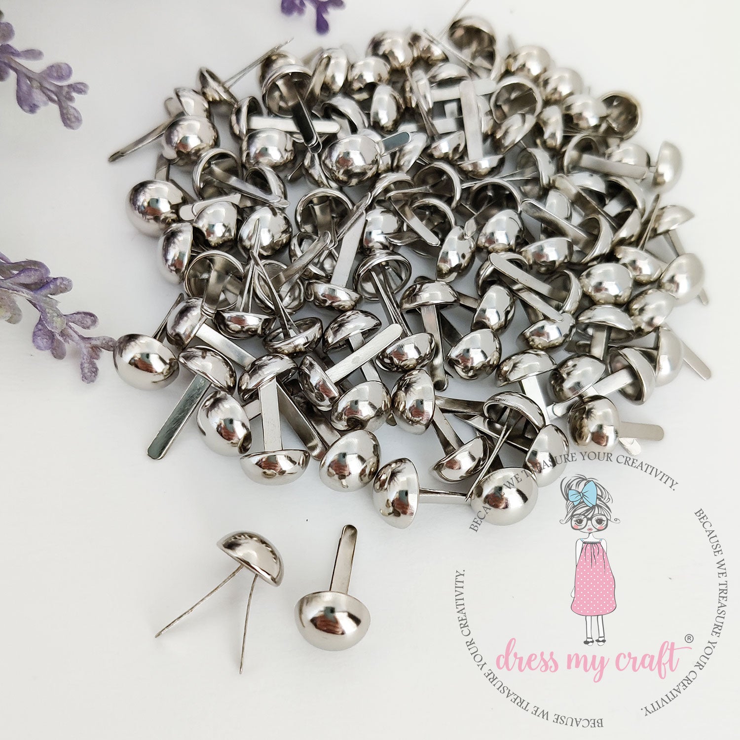 Round Brads - Chrome Finish - 9MM