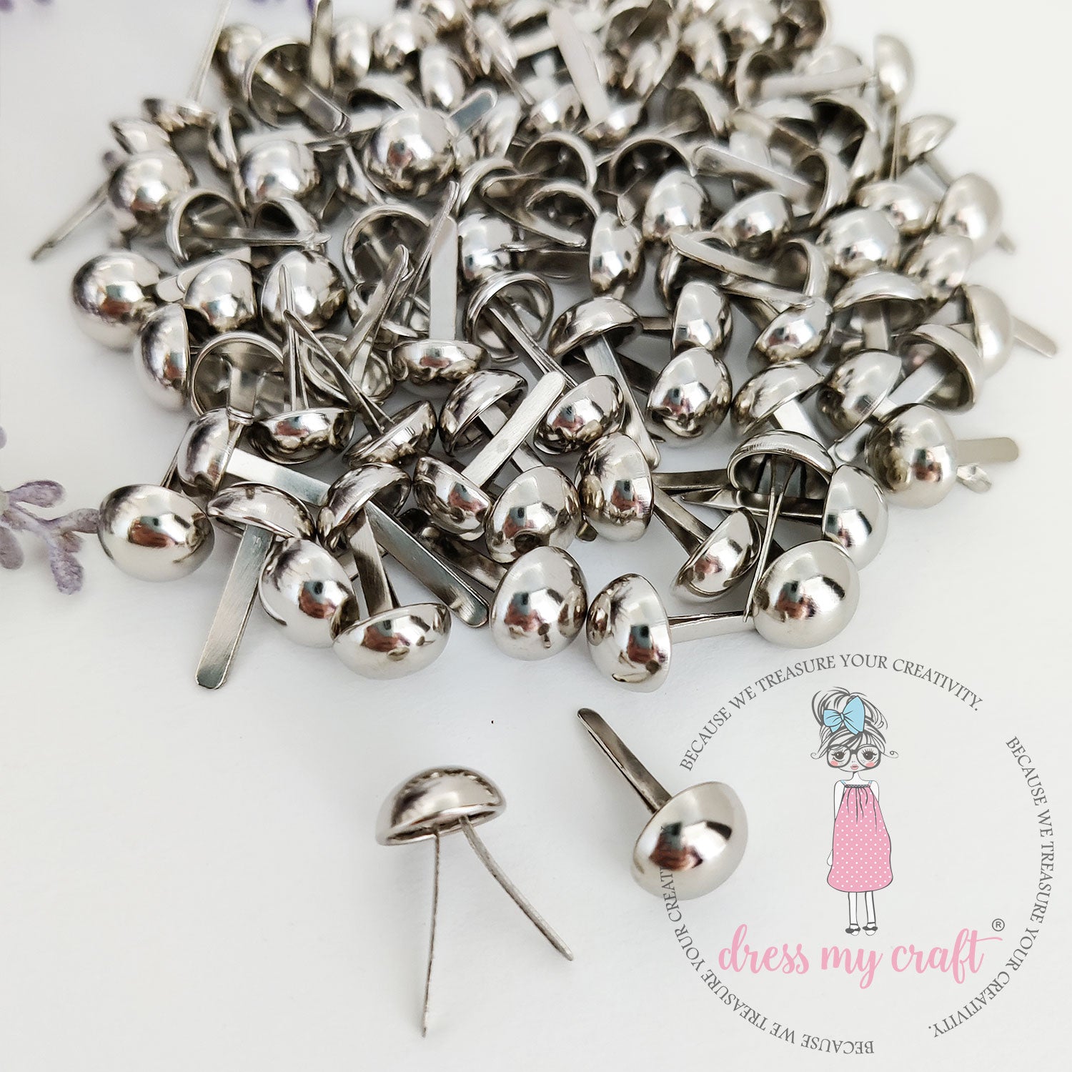 Round Brads - Chrome Finish - 9MM