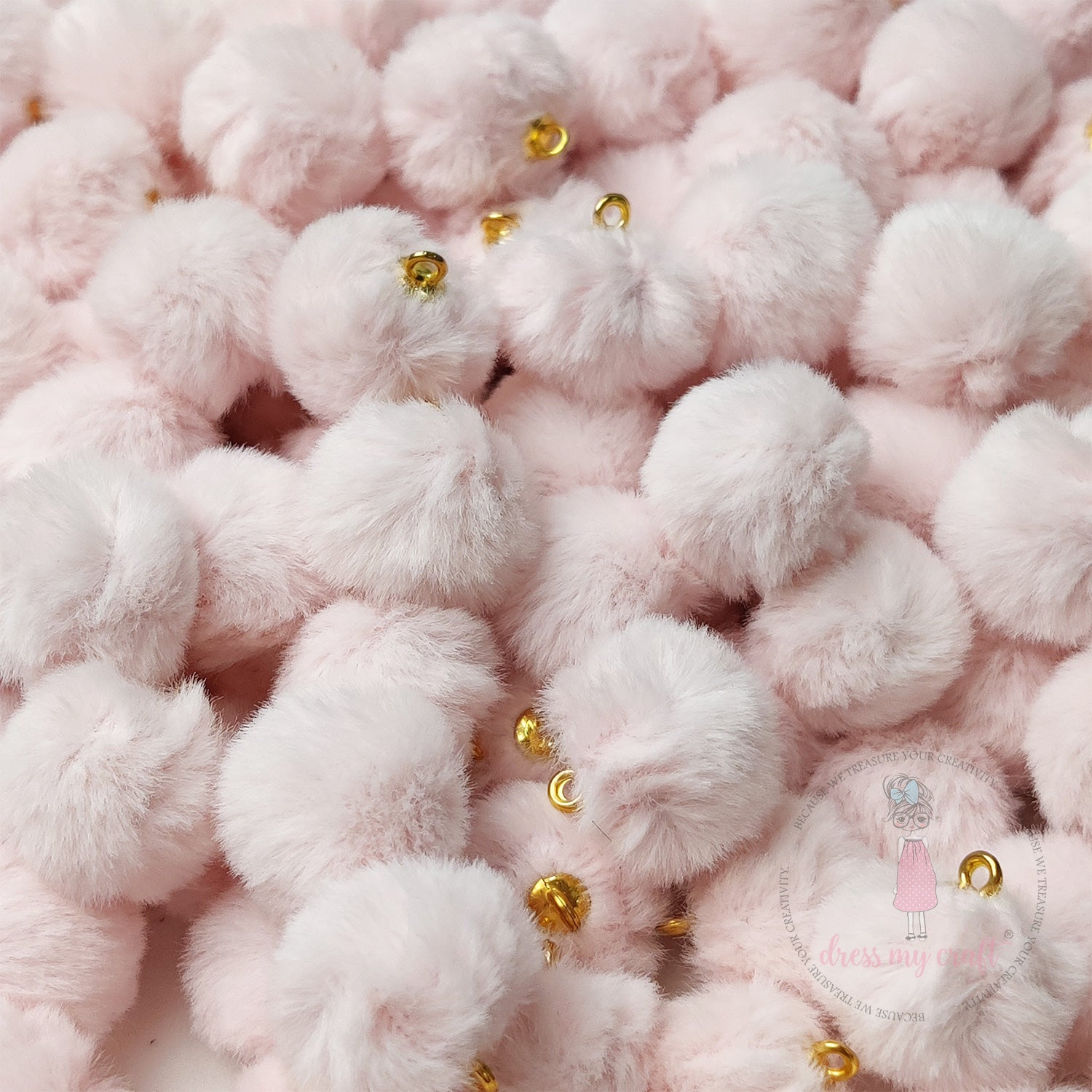 Pastel Pom Poms With Loop - Baby Pink
