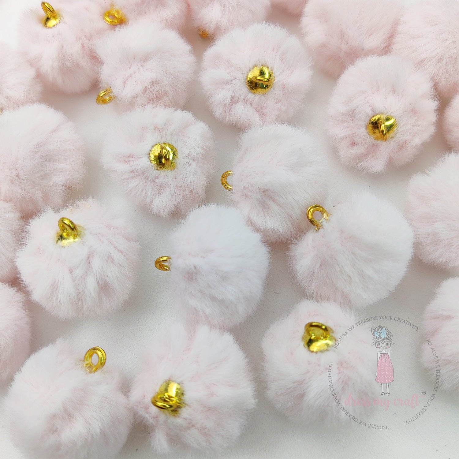 Pastel Pom Poms With Loop - Baby Pink