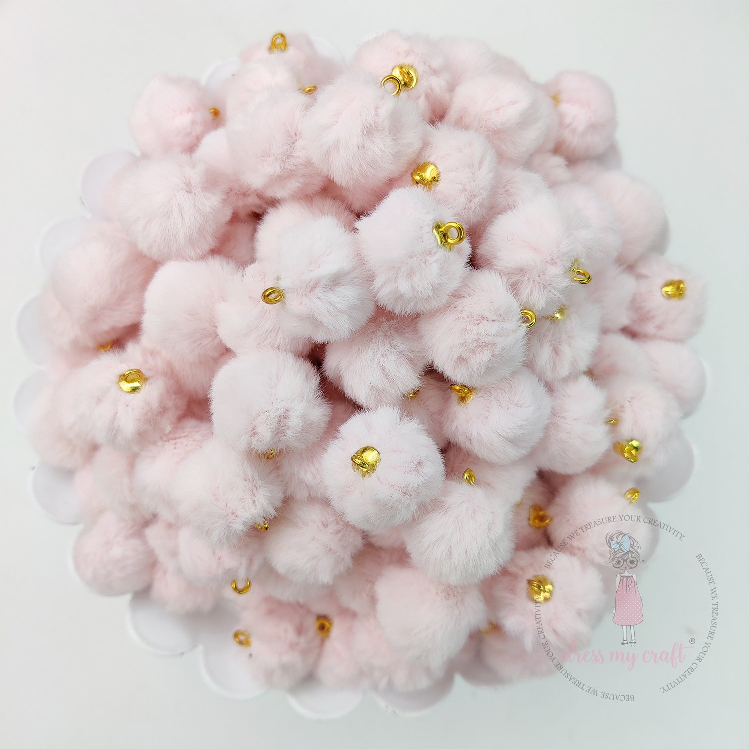 Pastel Pom Poms With Loop - Baby Pink