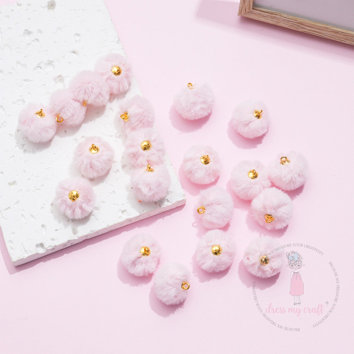 Pastel Pom Poms With Loop - Baby Pink