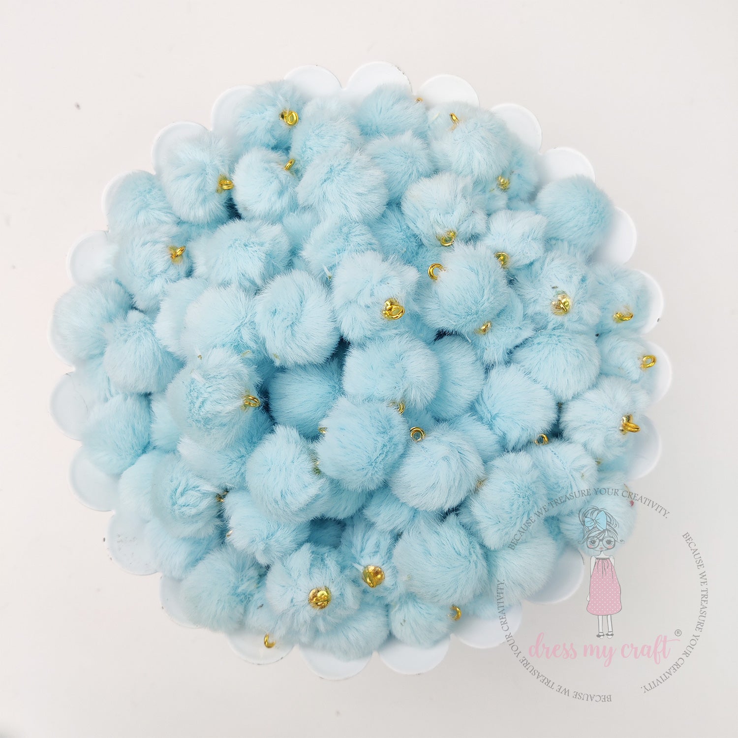 Pastel Pom Poms With Loop - Baby Blue