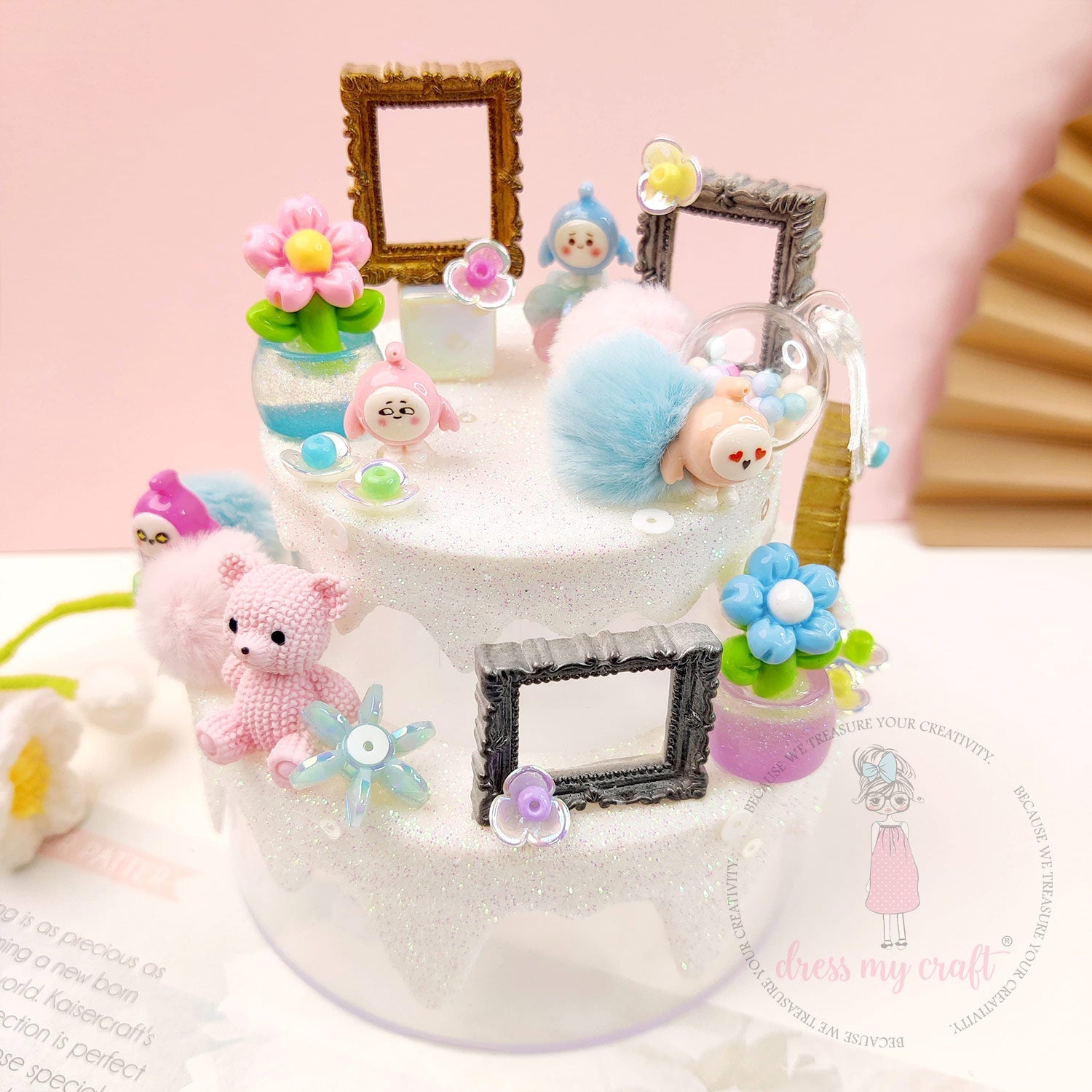 Pastel Pom Poms With Loop - Baby Blue