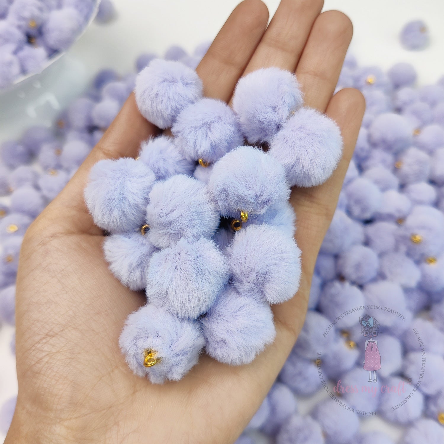 Pastel Pom Poms With Loop - Mauve