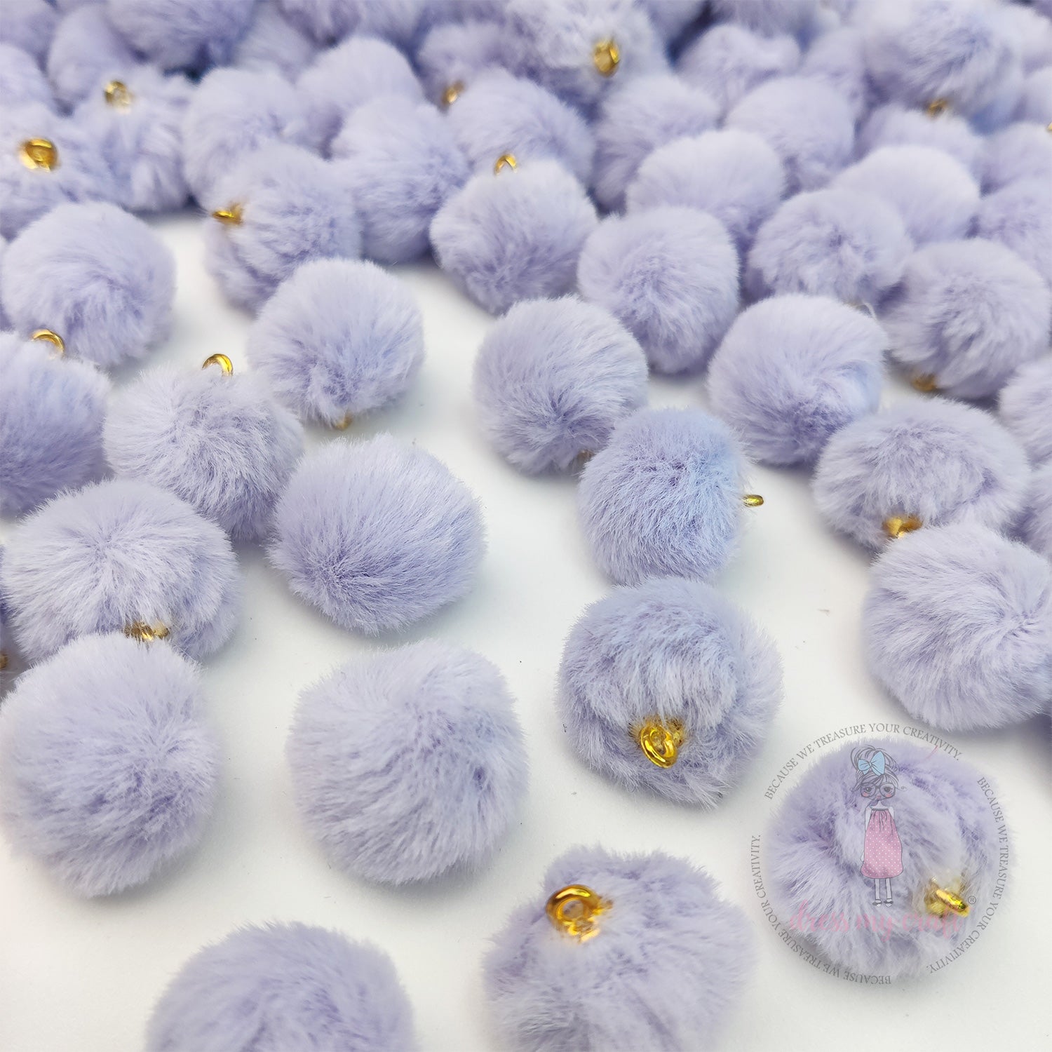 Pastel Pom Poms With Loop - Mauve