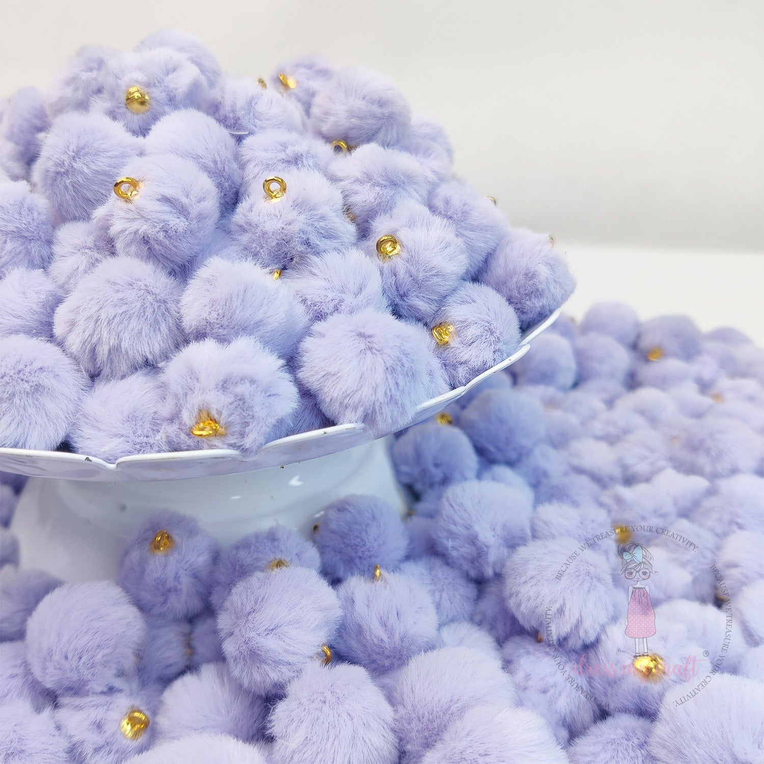 Pastel Pom Poms With Loop - Mauve