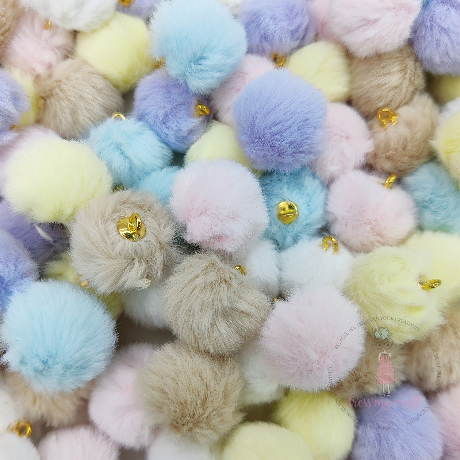 Pastel Pom Poms With Loop - Assorted Color