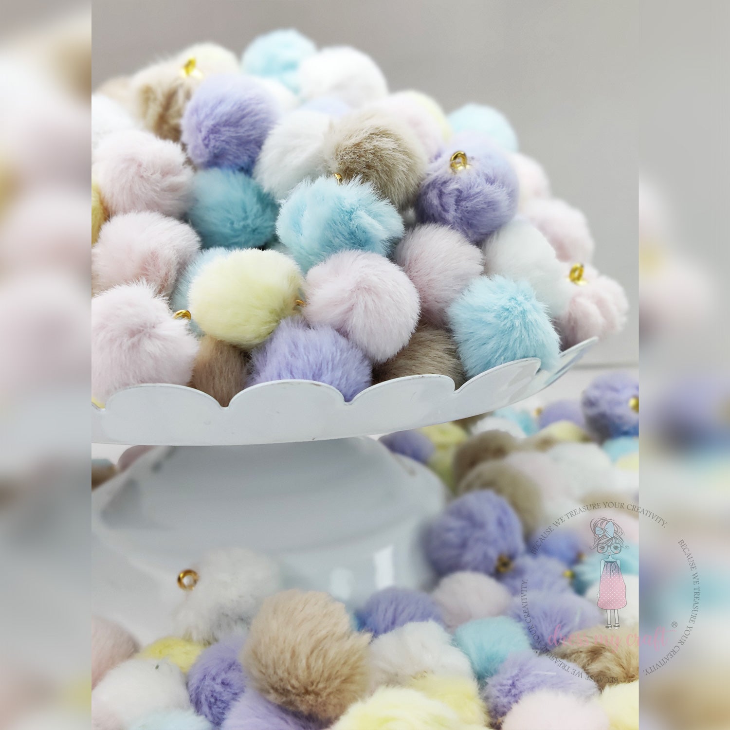 Pastel Pom Poms With Loop - Assorted Color