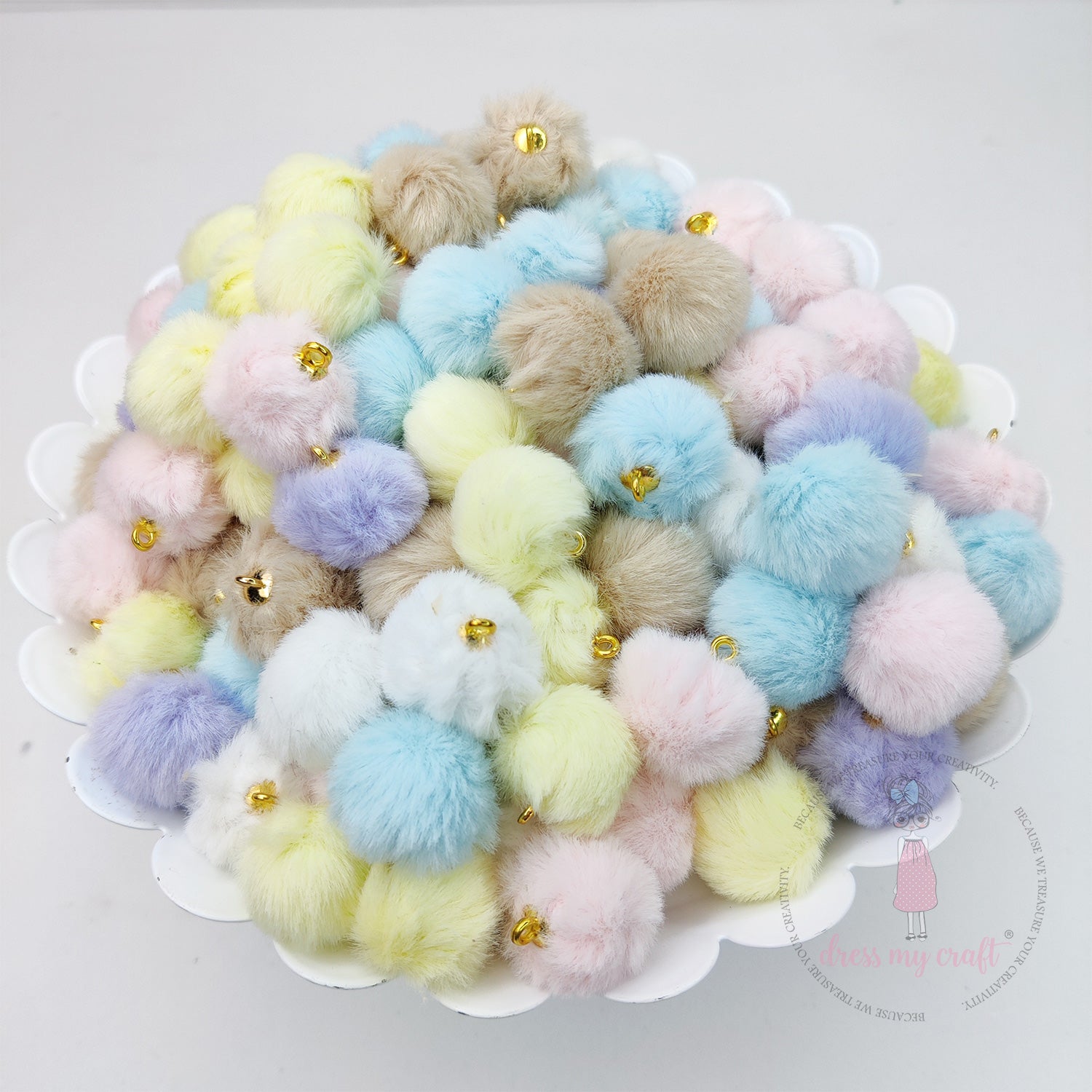 Pastel Pom Poms With Loop - Assorted Color