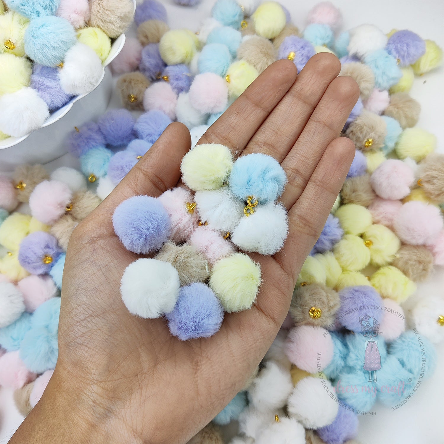 Pastel Pom Poms With Loop - Assorted Color