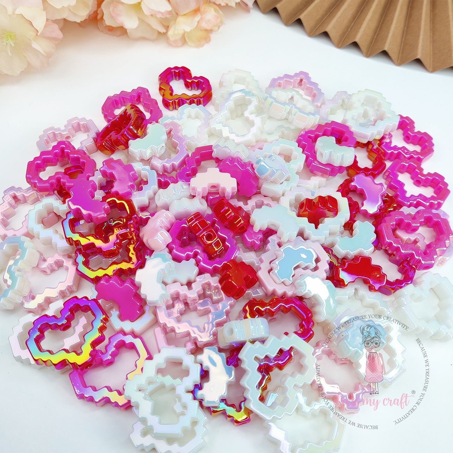 Pixel Valentine Beads - Pink