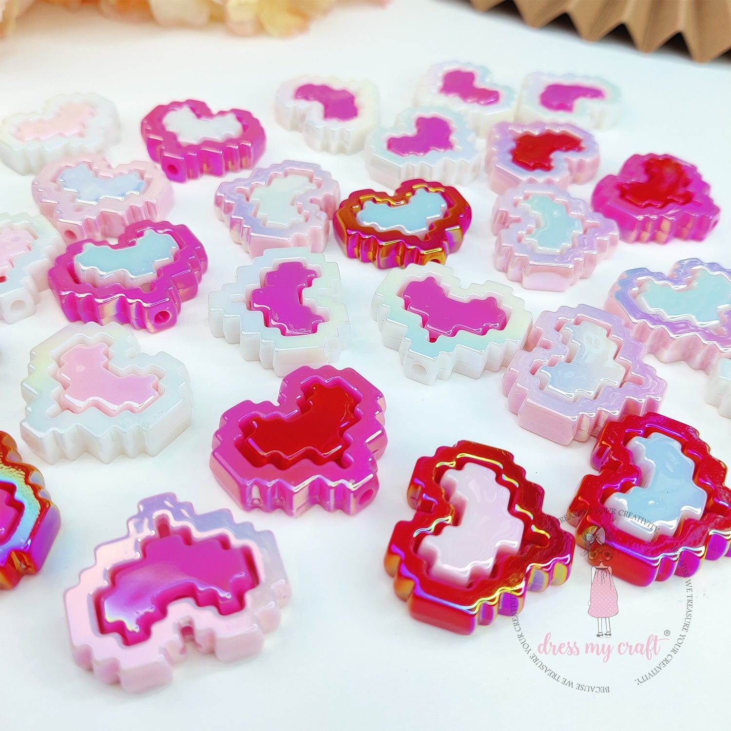 Pixel Valentine Beads - Pink