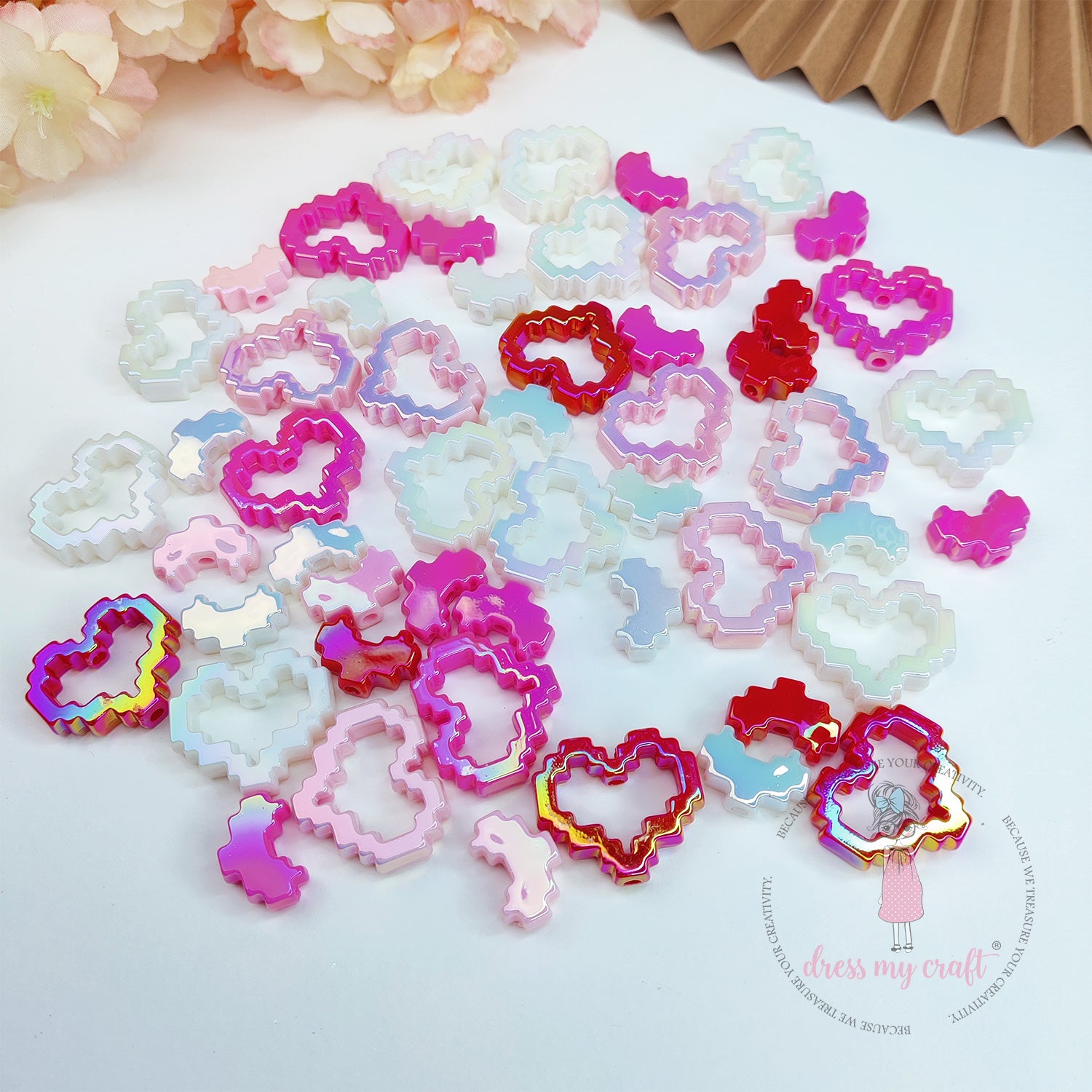 Pixel Valentine Beads - Pink