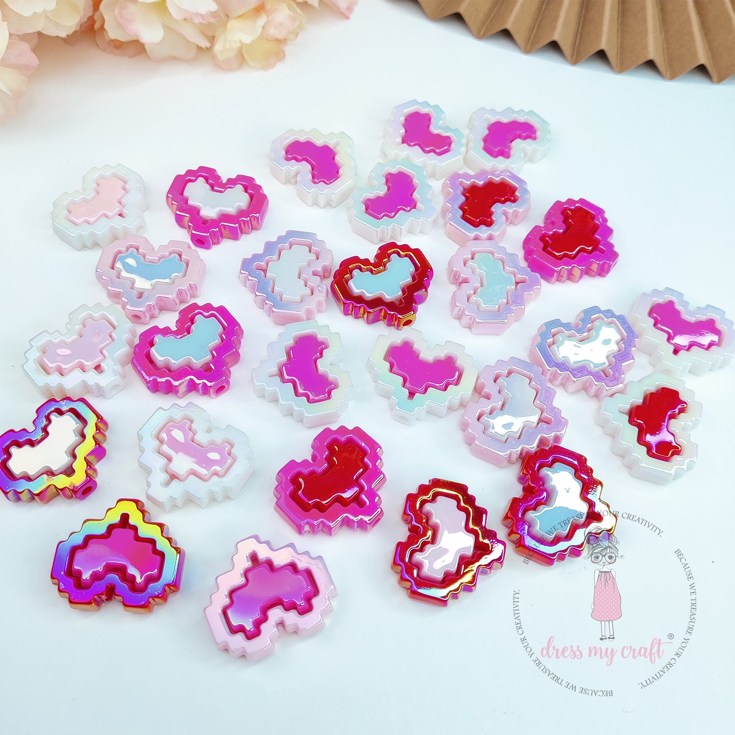 Pixel Valentine Beads - Pink