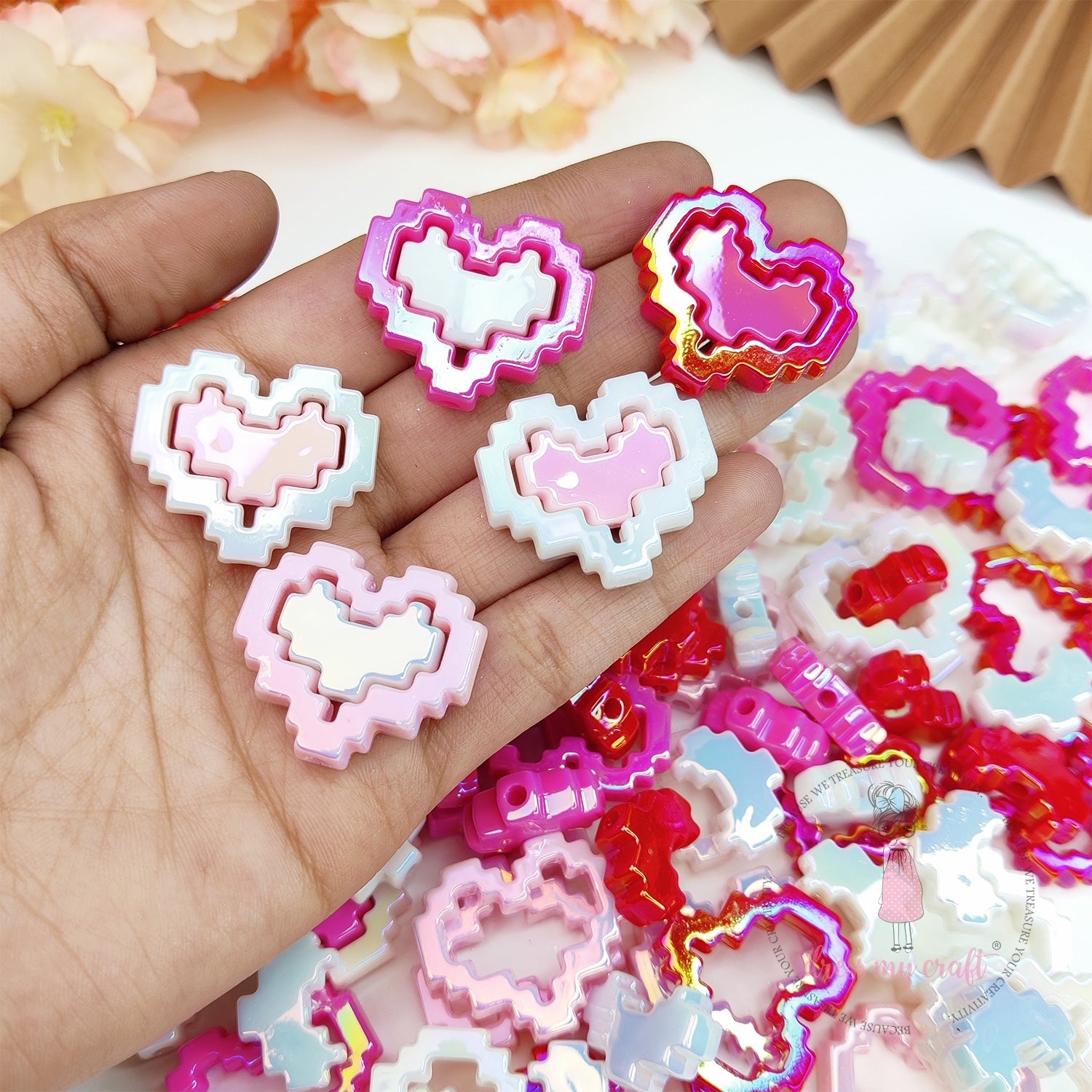 Pixel Valentine Beads - Pink