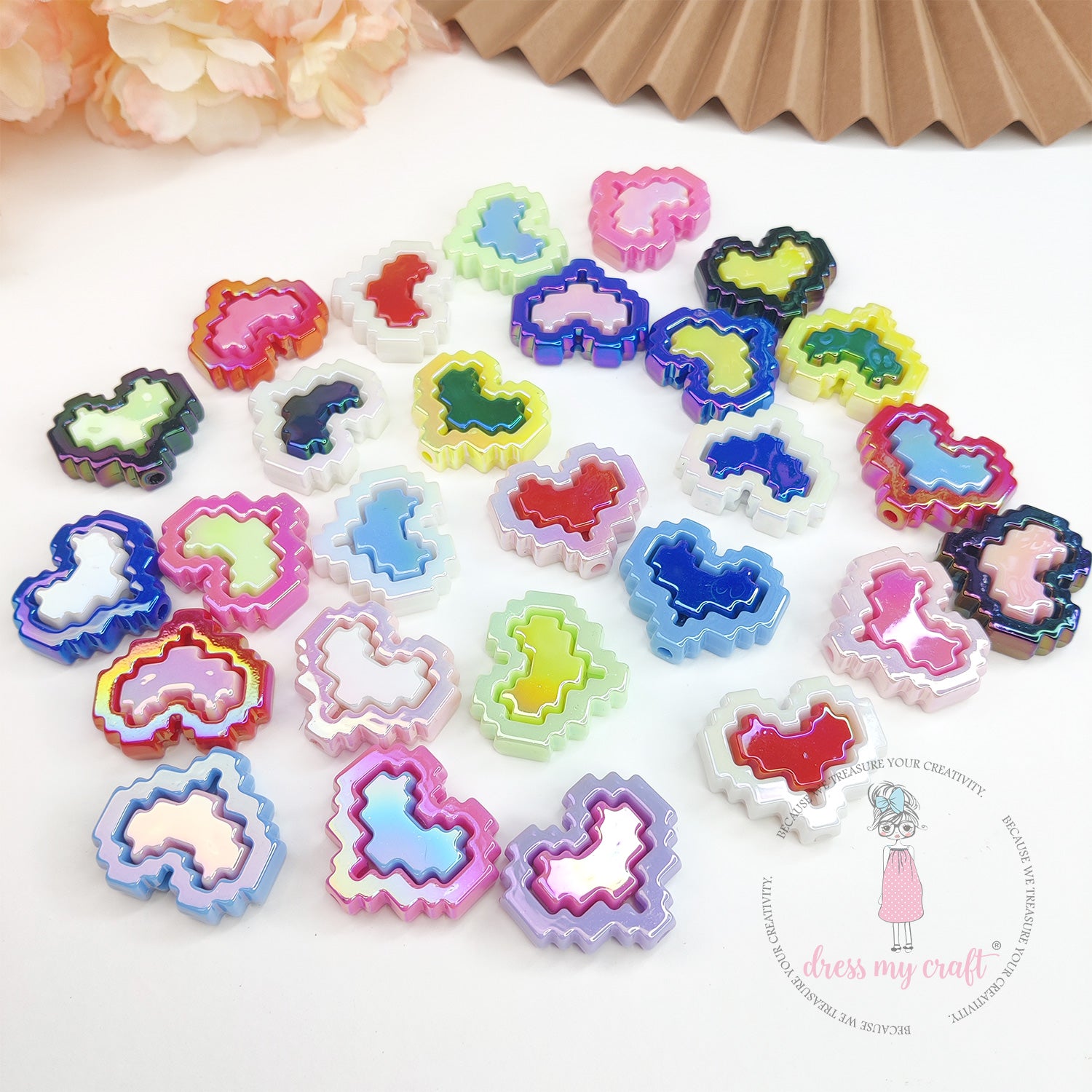 Pixel Valentine Beads - Multicolor