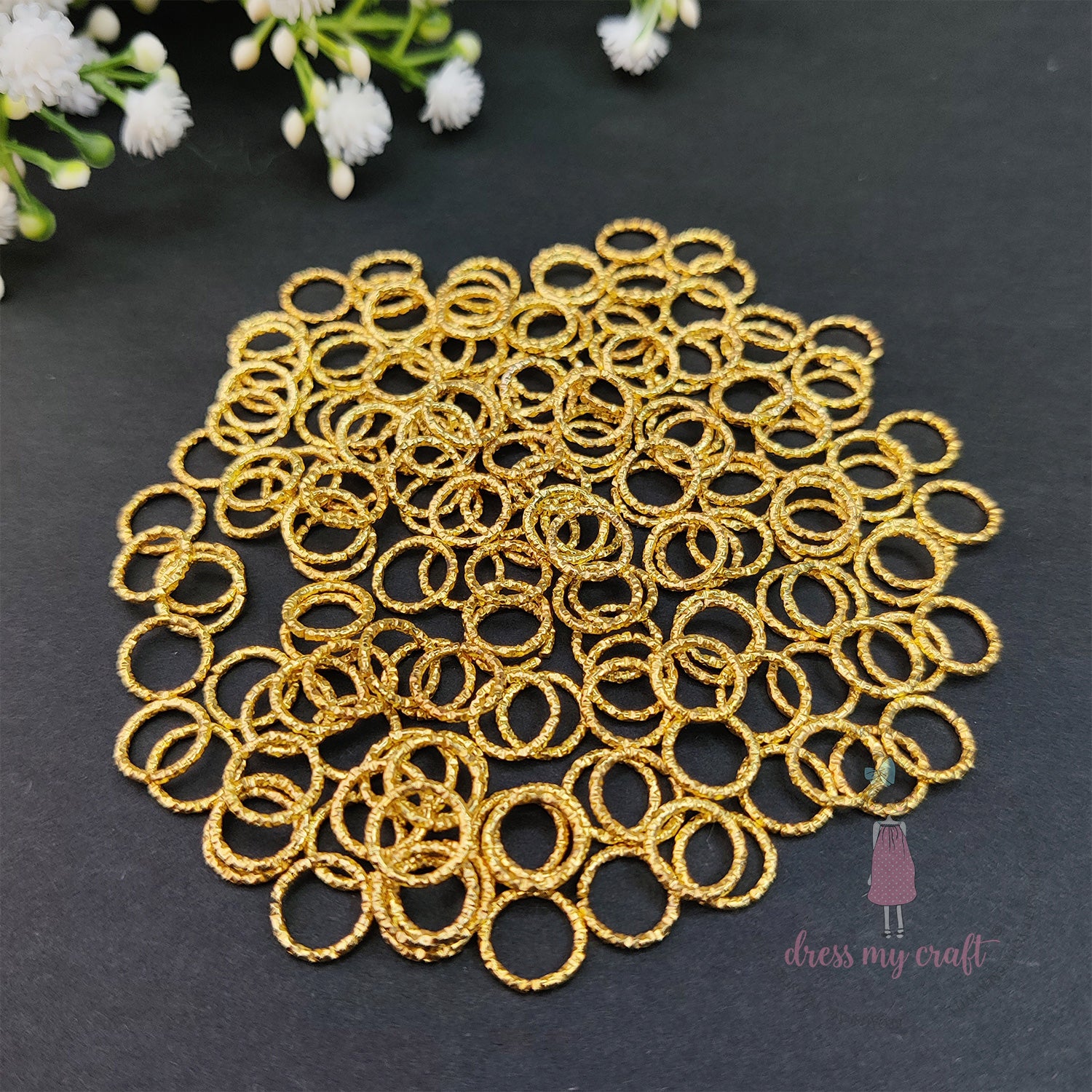 Textured Jump Rings - Golden 8 MM