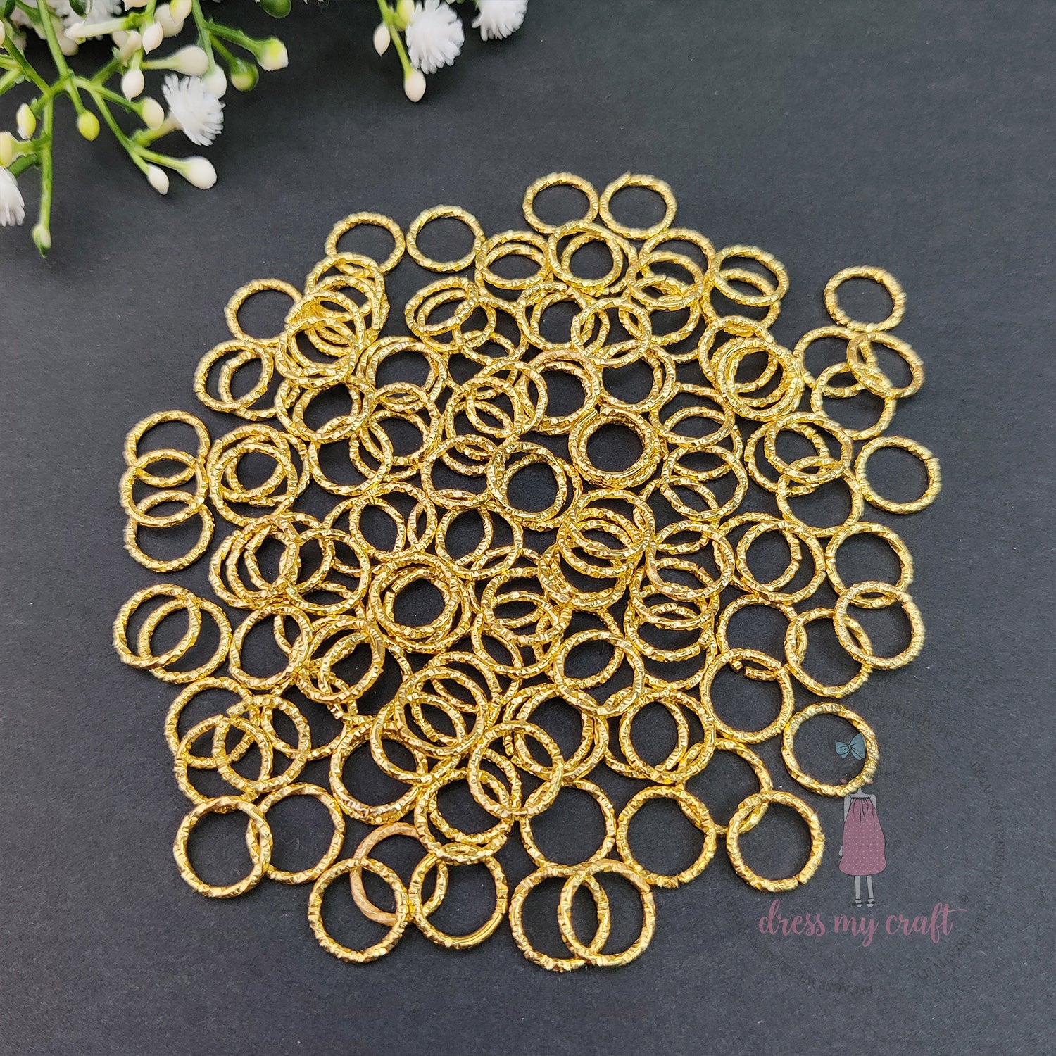 Textured Jump Rings - Golden 10 MM
