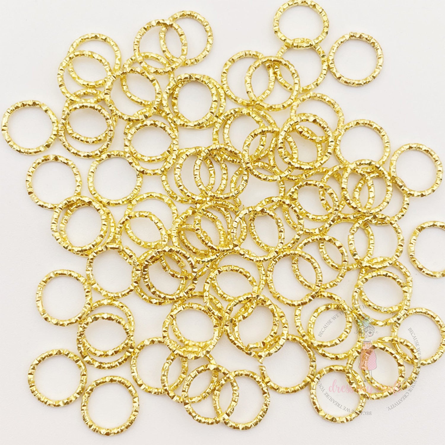 Textured Jump Rings - Golden 10 MM