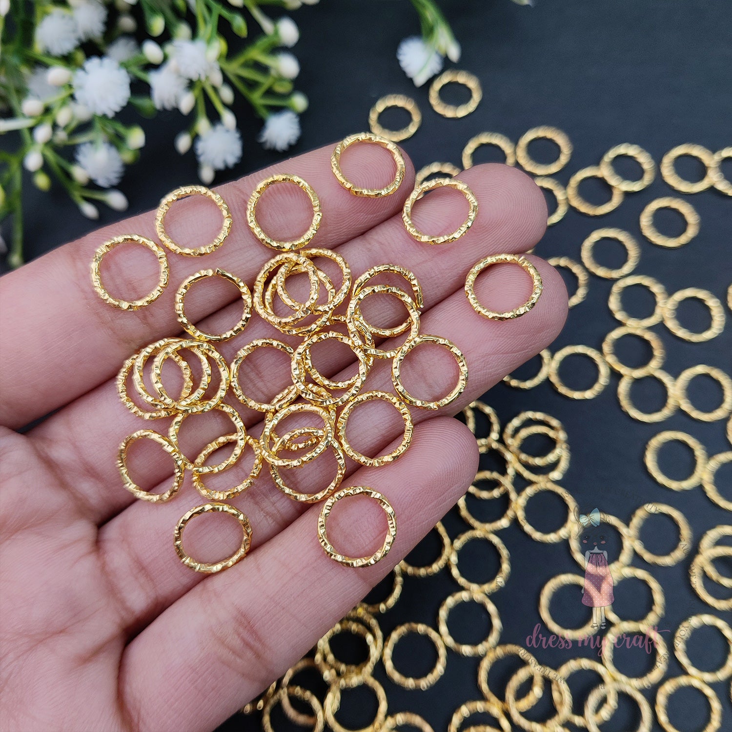 Textured Jump Rings - Golden 10 MM